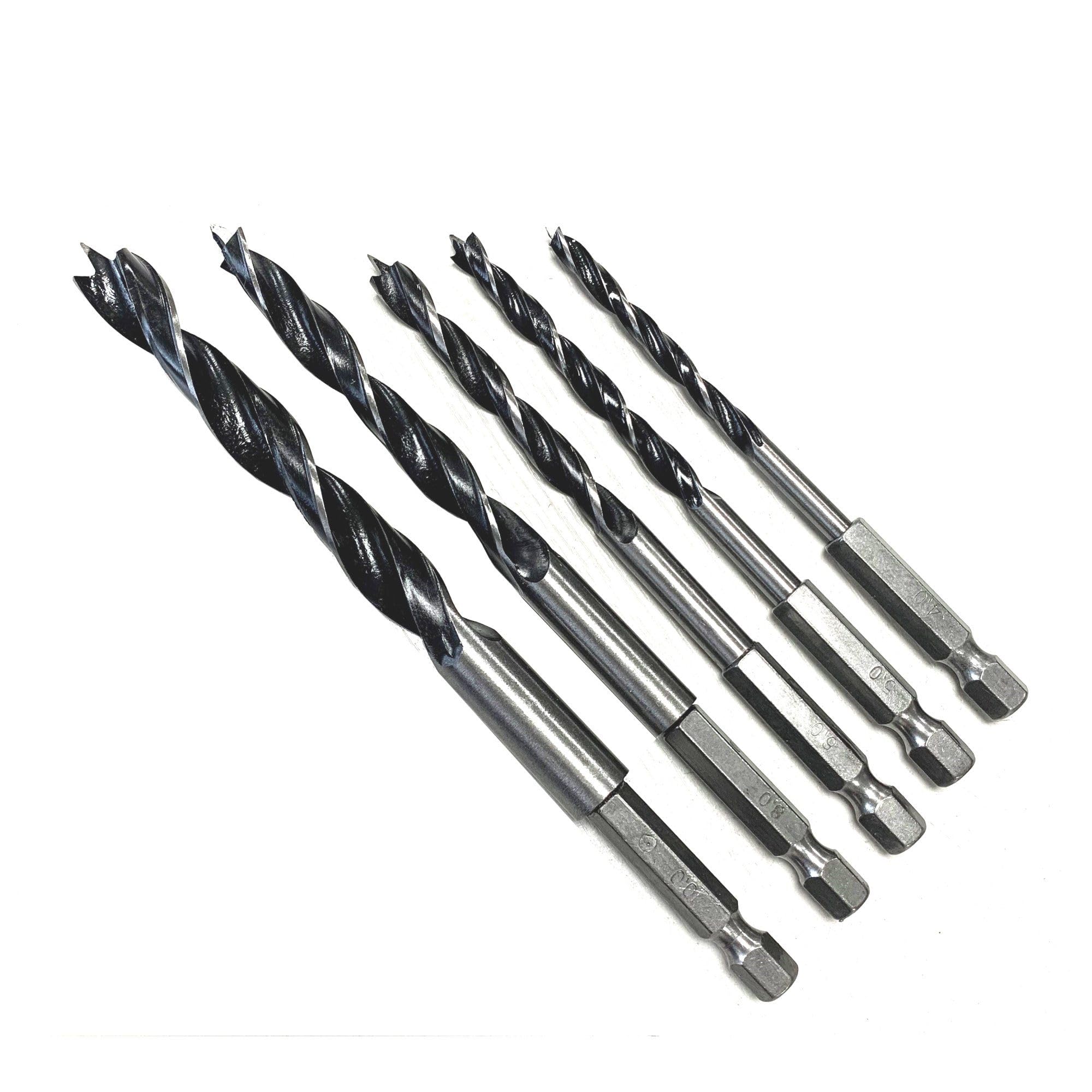 Rolson 48532 5Pc Hex Shank Wood Drill Bit Set
