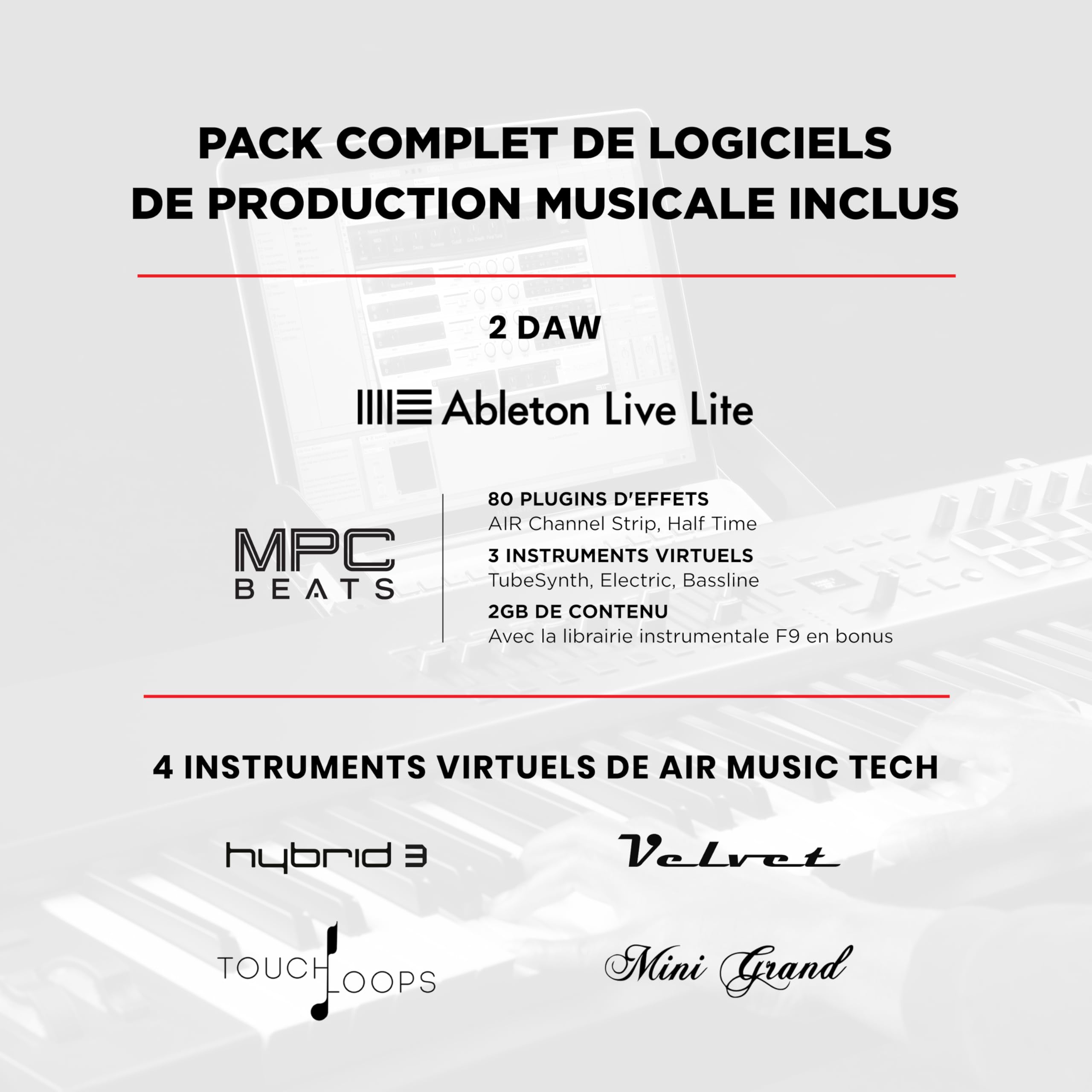 M-AUDIO Hammer 88 Pro - Clavier maître piano 88 touches MIDI USB avec touches lestées à marteaux, pads de rythme et pack de sons Native Instruments (intégration NKS)