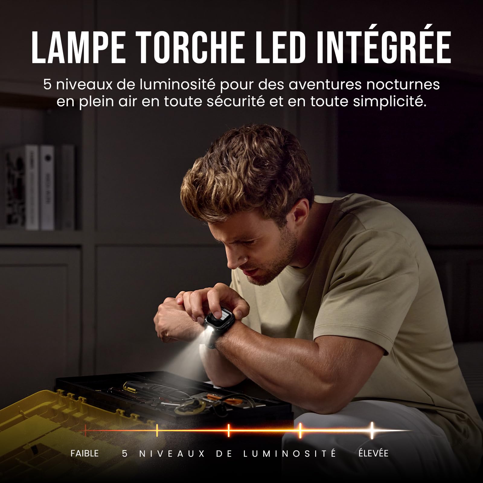 KOSPET Pulse 2 Montre Connectée Homme, GPS, Lampe Torche LED, Talkie Walkie | 1,96'' AMOLED, Rugged Lunette en Alliage, 5 ATM/IP69, Militaire, Moniteur de Fréquence Cardiaque/Sommeil, 450mAh, Android/iOS