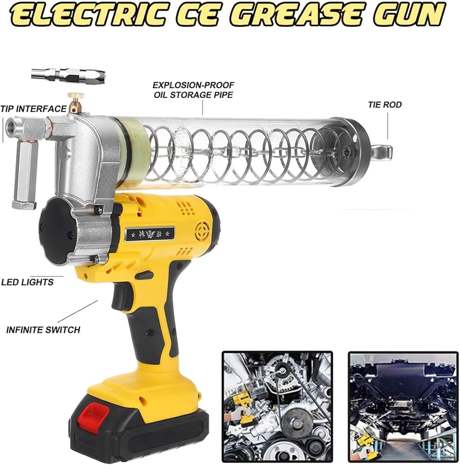 Pistola de grasa inalámbrica 6000 PSI herramienta eléctrica para maquinaria pesada, excavadoras, cargadoras, vehículos de construcción, aplicación y mantenimiento eficientes de grasa