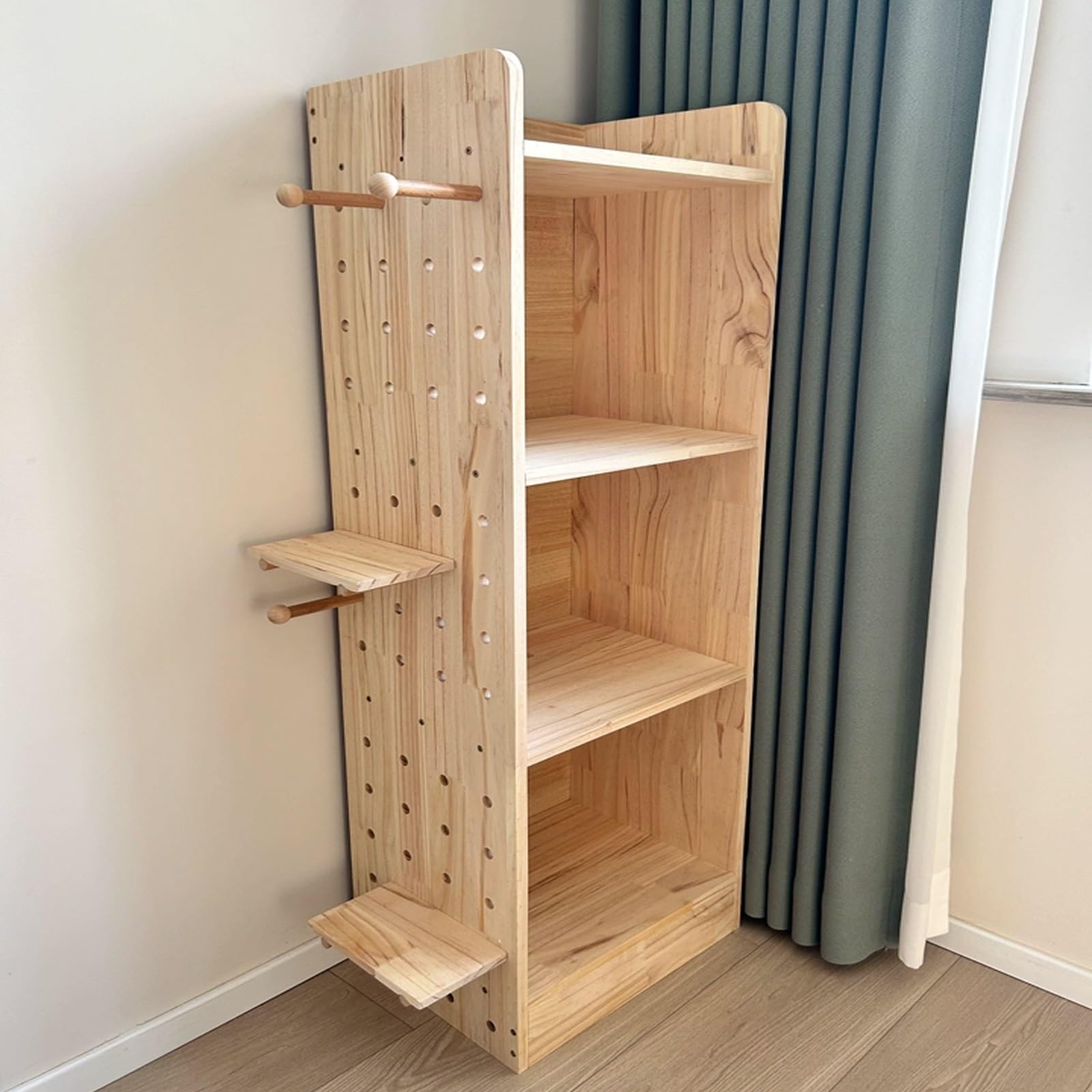 Scaffalatura Legno Scafali Ripostiglio Pannelli Laterali Forati con Pannello Posteriore Bordi Arrotondati Adatto per Uffici, Camere da Letto e Lavanderie Scaffale in Legno(80 * 30 * 120cm)