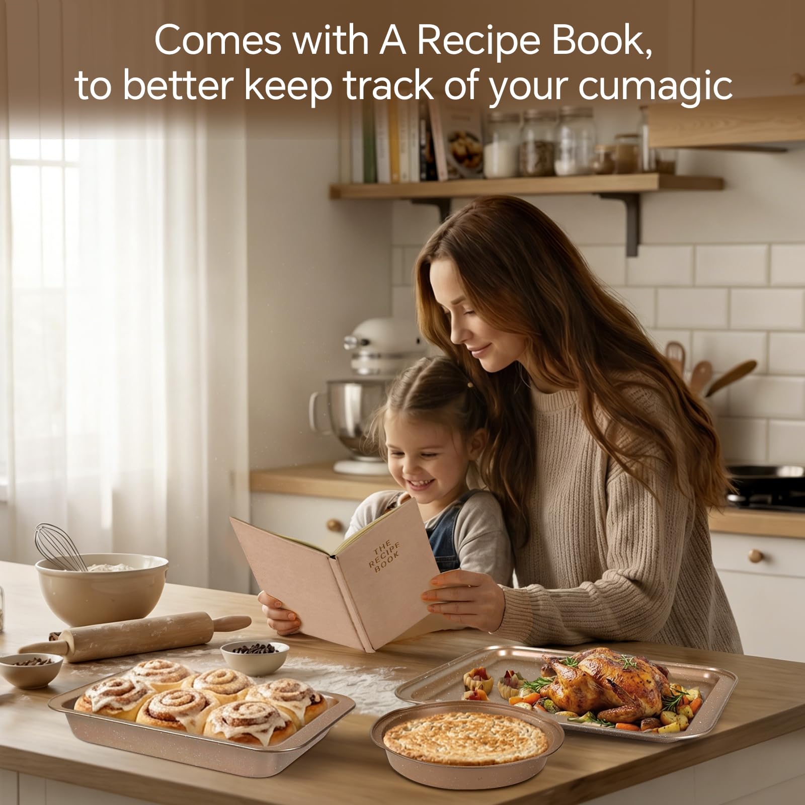 Set da 11 pezzi, set di teglie da forno antiaderenti, in acciaio al carbonio, include notebook, fogli per biscotti, teglia per arrosti, teglia per muffin, teglia per torta, teglia per pizza
