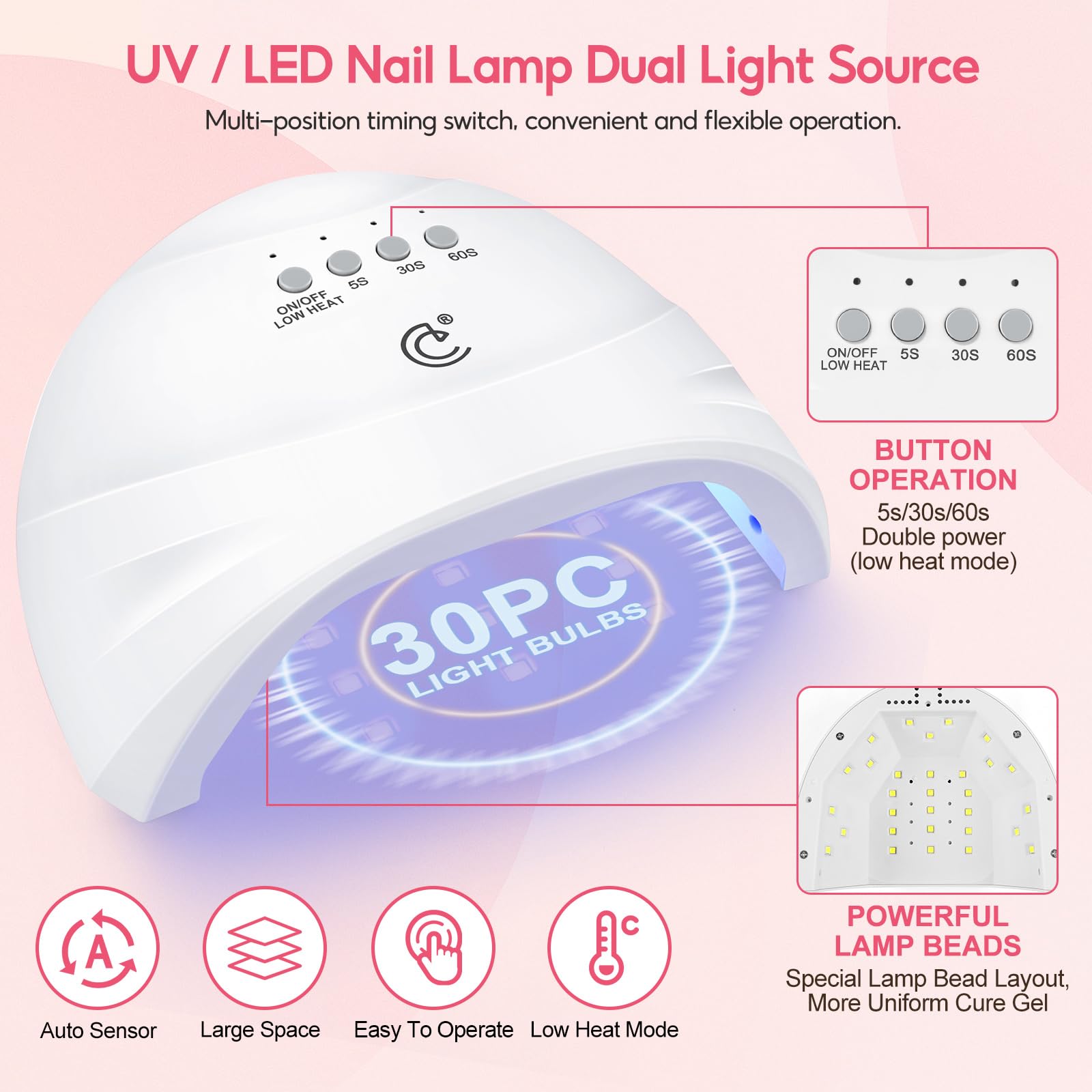 Kit Ongle Gel UV Complet, PEACECOLOR Kit Manucure Semi permanent 20+5PCS Vernis à Ongles Gel avec Lampe UV Ongles Gel No Wipe Top Coat Gloosy Pailleté Matte Base Coat Nail Art Kit Coffret Débutants
