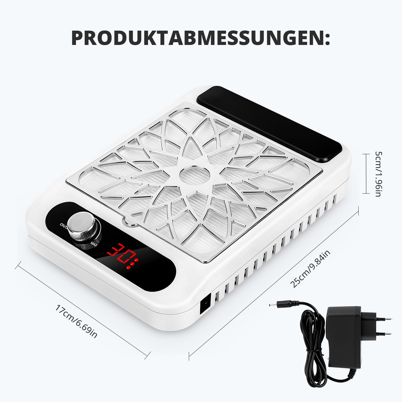Staubabsaugung für Nägel mit Filter, Nagelstaubsauger Wiederaufladbare mit Akku, Nagelstaubsammler Einstellbare für Nagelstudio, Salon, Nageldesign & Maniküre