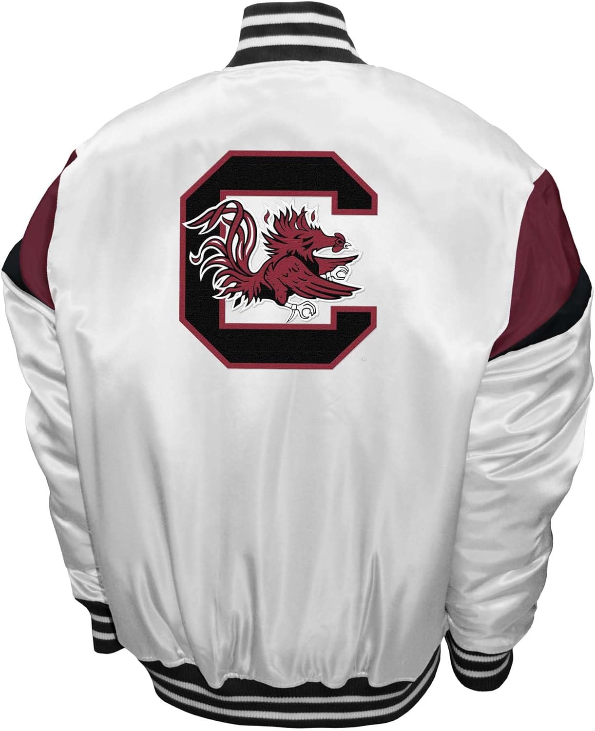 2Bhip NCAA South Carolina Gamecocks Apparel - Men's College Lightweight White Satin Bomber Varsity Jackets For Men