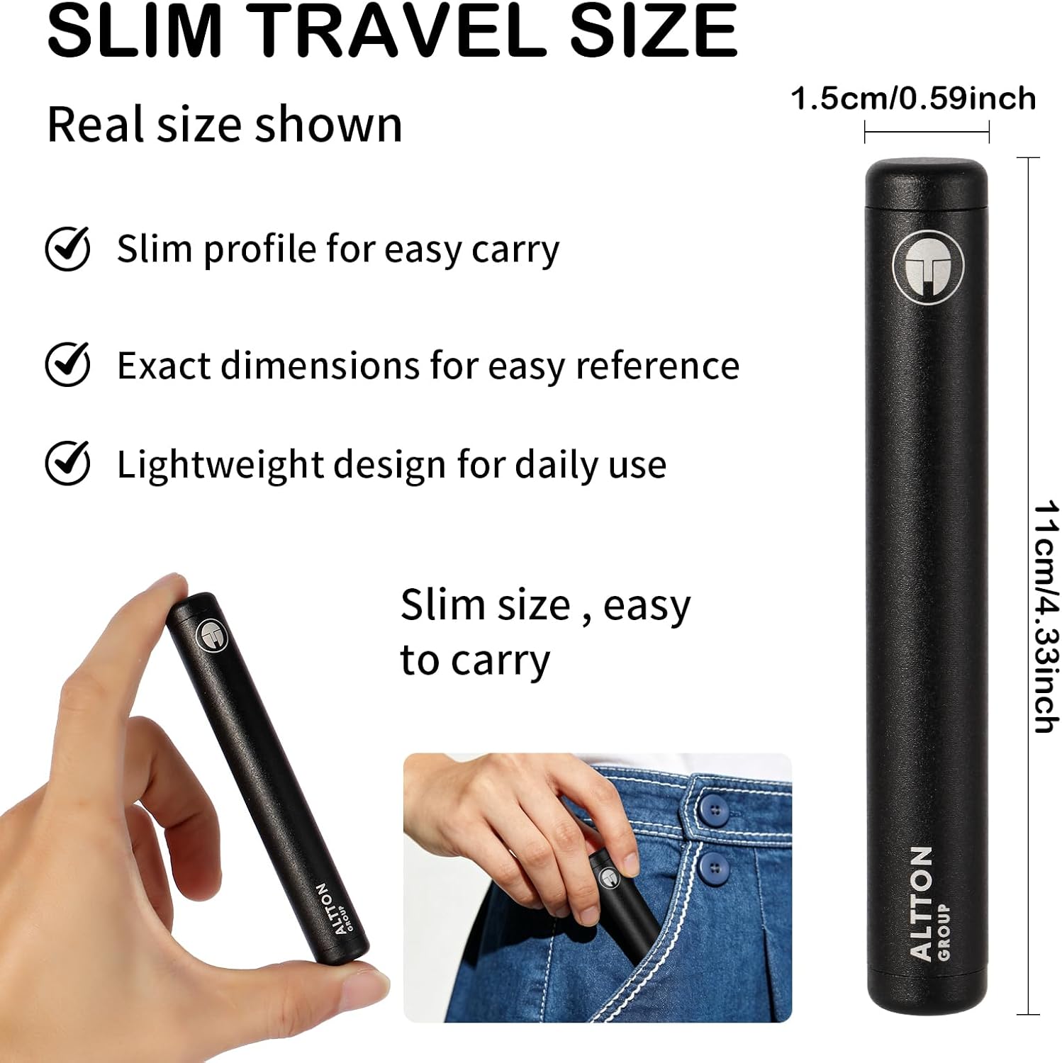 Child Resistant Aluminum Pop Top Tube – Smell Proof Airtight Pre Roll Storage Tube, Lightweight Portable Joint Tube for Travel, Black