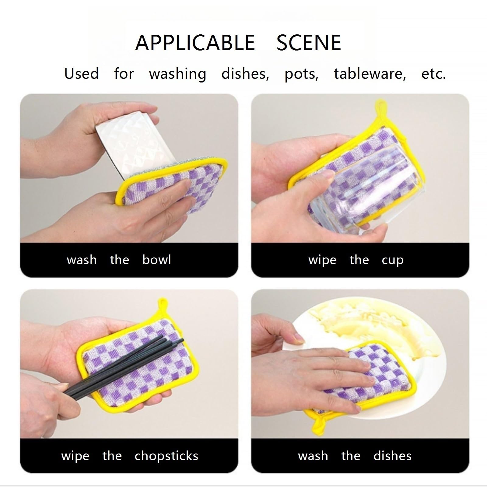 Set di spugne riutilizzabili per la pulizia, spugne abrasive antigraffio su entrambi i lati, per cucina e bagno, confezione da 5 salviette multiuso in cellulosa per una facile pulizia