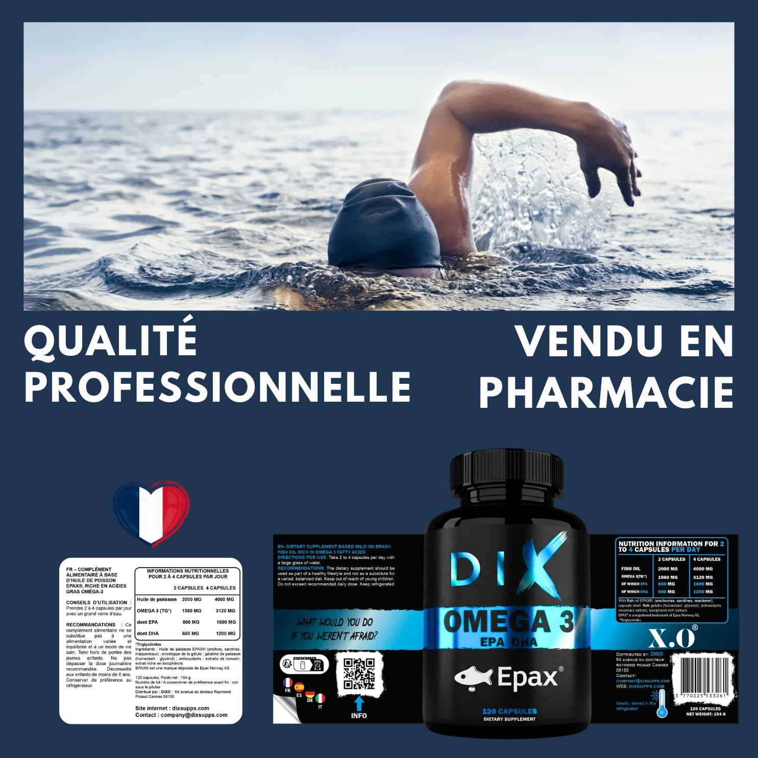 Oméga 3 EPAX® ✓ Poisson Sauvage de Norvège ✓ Haute Concentration 4000mg ✓ EPA-DHA ✓ Forme Triglycérides (TG) Ultra Assimilable ✓ 120 Gélules Fabriqué en France