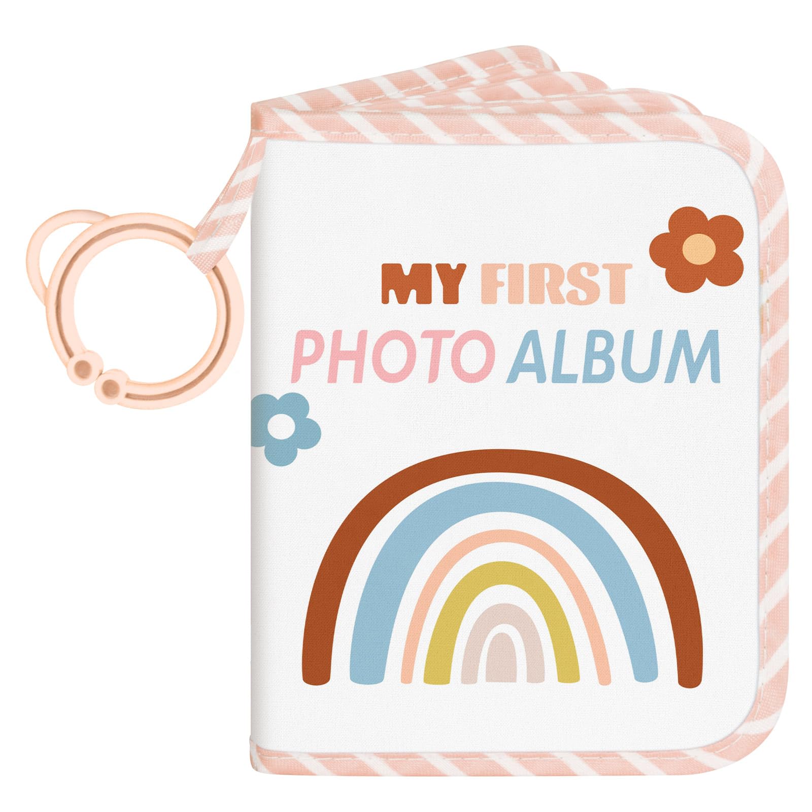Lanpn Baby Photo Album Holds 17 6x4 Pictures, My First Soft Cloth Family Photo Book with Name Card Name Tag Stickers, Fabric Kid Memory Keepsake Gift for Baby Shower Newborn Toddler Boy Girl (Rainbow) - 1