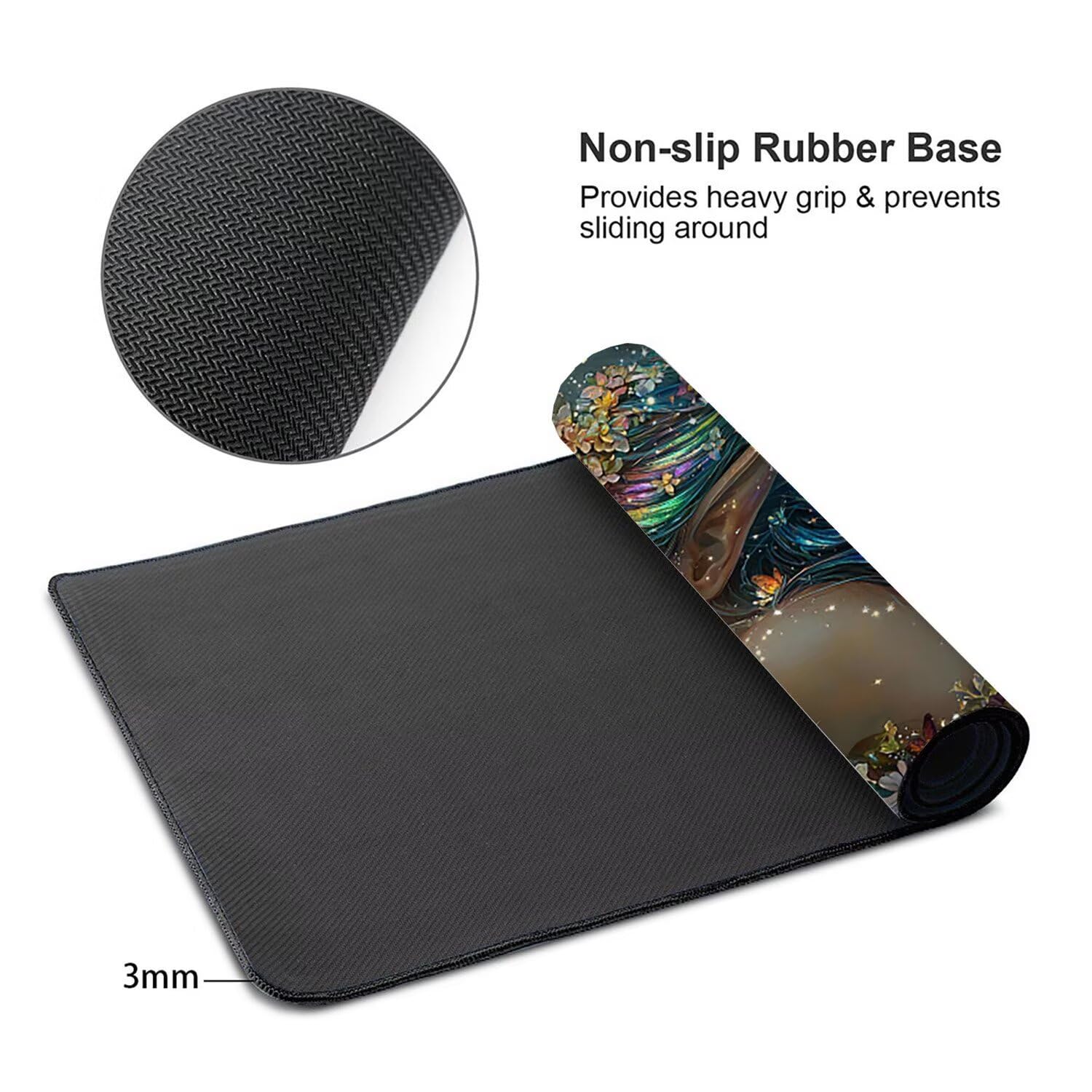 Tappetino per Mouse XXL 1200 x 600 mm Tappetino Mouse Gaming Grande, Mousepad con Base in Gomma Antiscivolo, Tappeto per Tavolo da Gaming per Mouse e Tastiera, Accessori PC (Ragazza Elfi) H-464