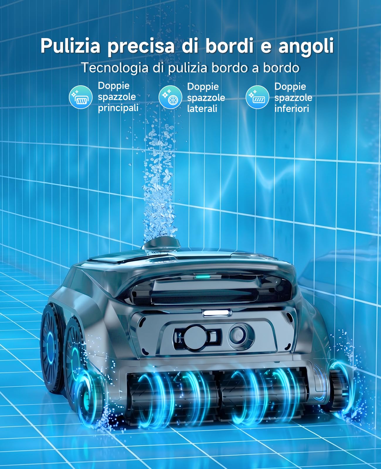 WYBOT OS600 Robot Piscina, Senza Fili, Pulizia Fondo E Pareti, Autonomia 120 Min, Navigazione Intelligente, Parcheggio Automatico, per Piscine Interrate E Fuori Terra, Verde Grigiastro