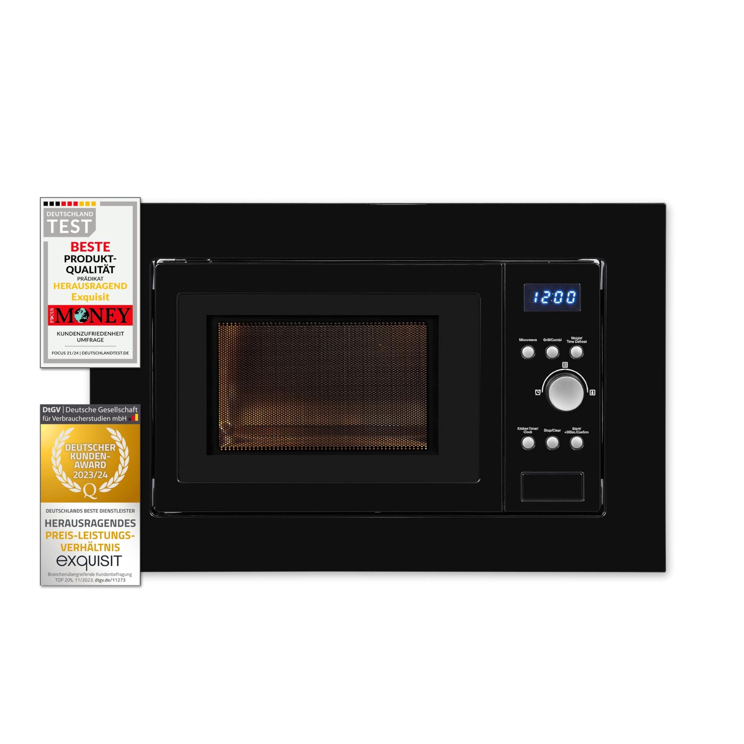 Exquisit Kuchenka mikrofalowa do zabudowy EMW 1770-G-D-030 czarna | 700 W | 1000 W funkcja grillowania | timer