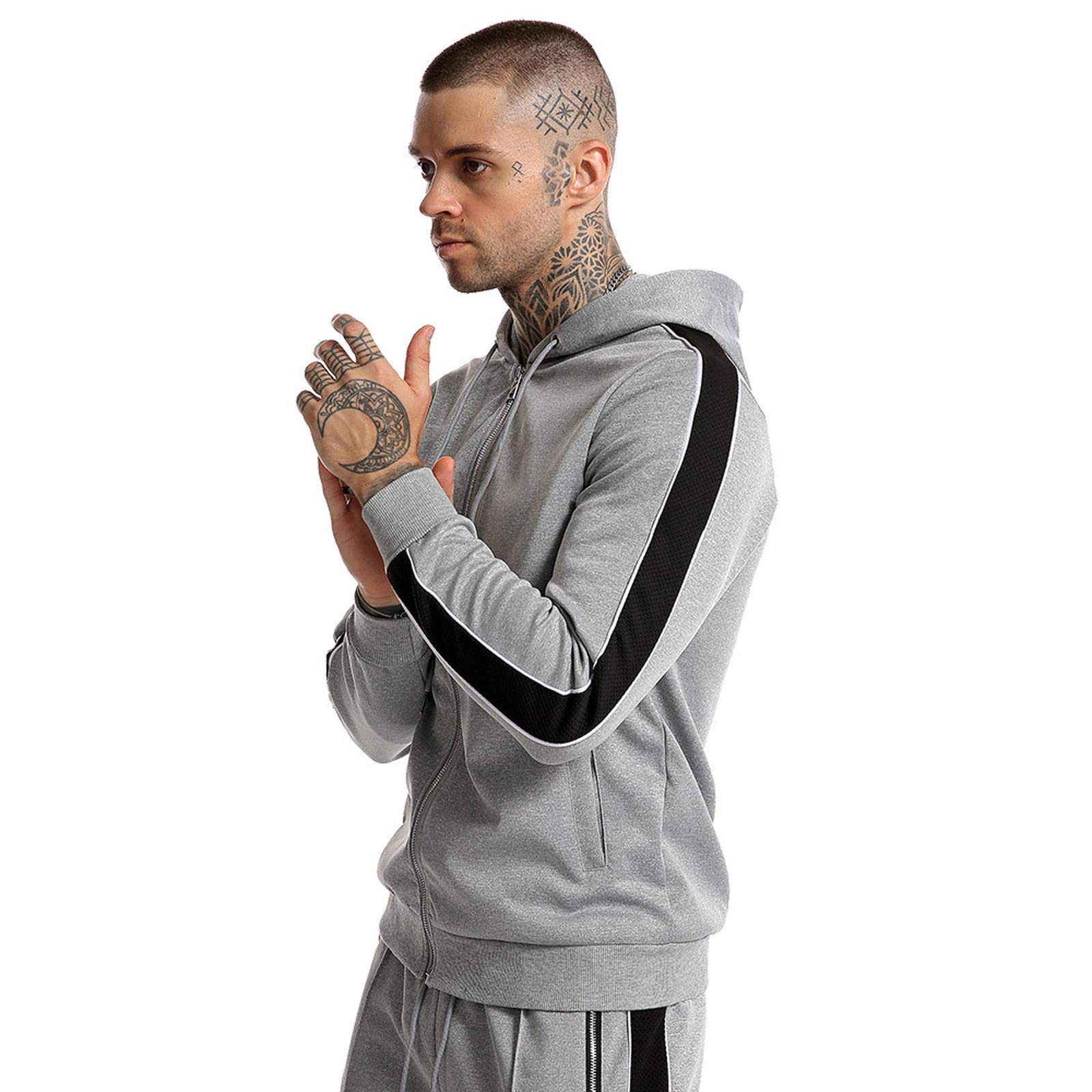Tuta da uomo con zip e cappuccio, pantaloni da jogging con tasca | Tuta Per Il Tempo Libero Sport Uomo Casual Giacca da Golf Pantaloni Jogging Tasca Set Casa Lavoro