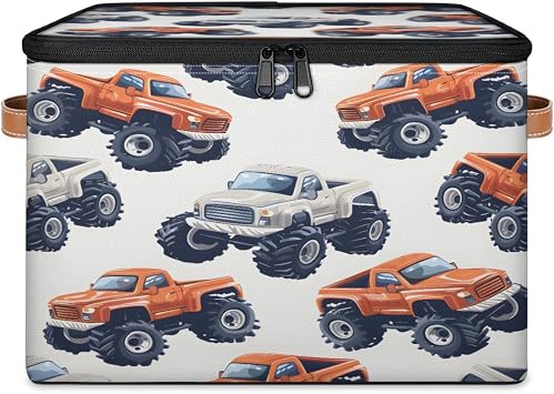 Monster Trucks Storage Box with Zipper Lid