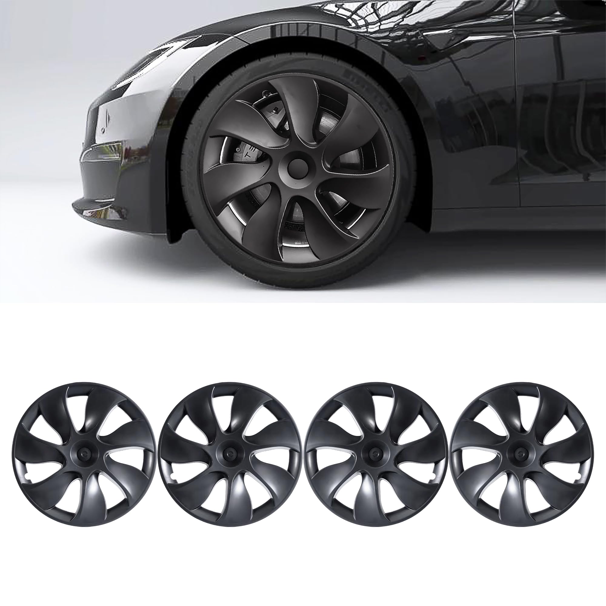 Photo 1 of [Set of 2, damaged] Florety Tesla Model Y Wheel Covers 19 Inch 2020-2024 with Tire Repair Kit