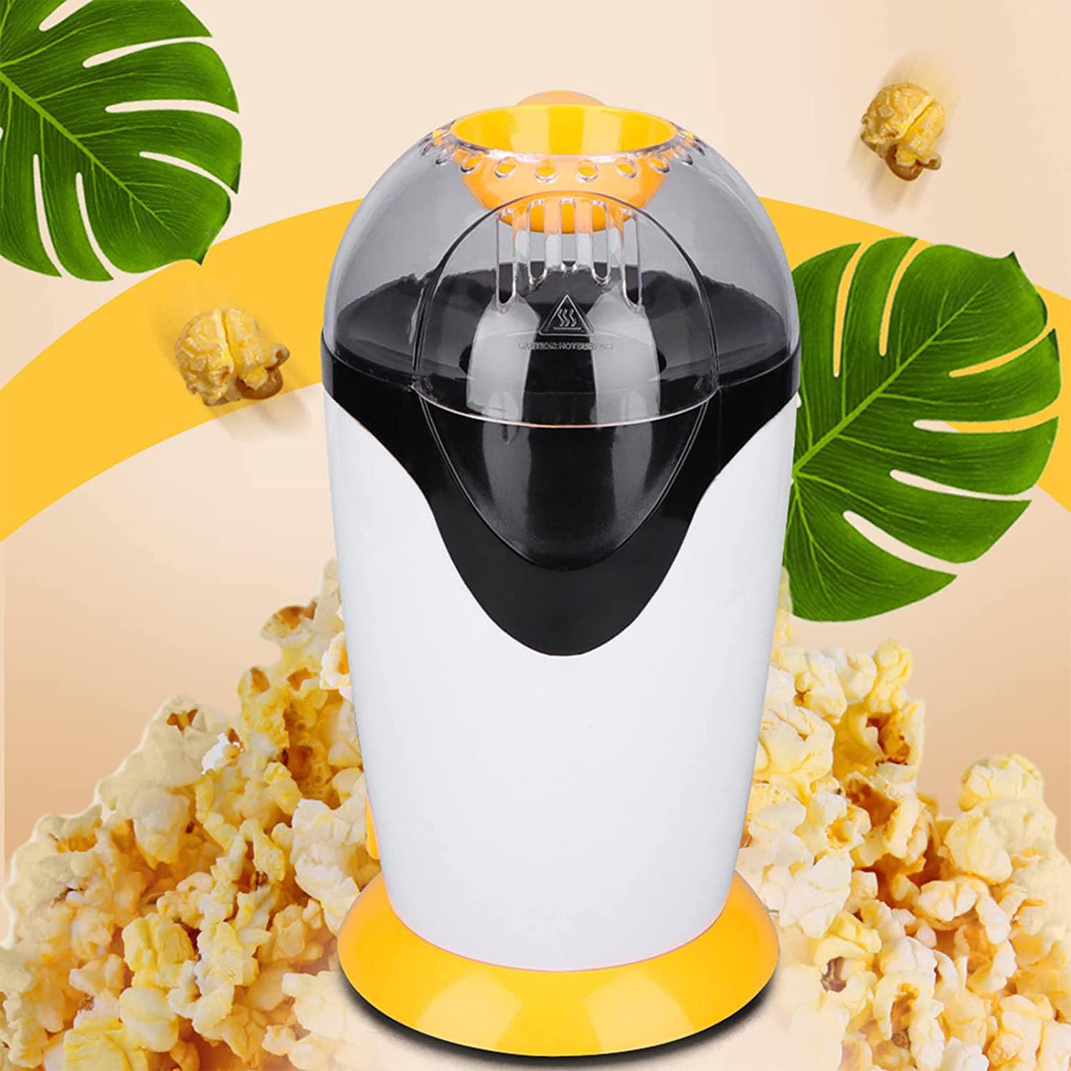 Macchina per Popcorn, Macchina per Popcorn elettrica per Mini Popcorn per Uso Domestico, Macchina per Popcorn ad Aria Calda Senza Olio, con misurino e Coperchio Superiore