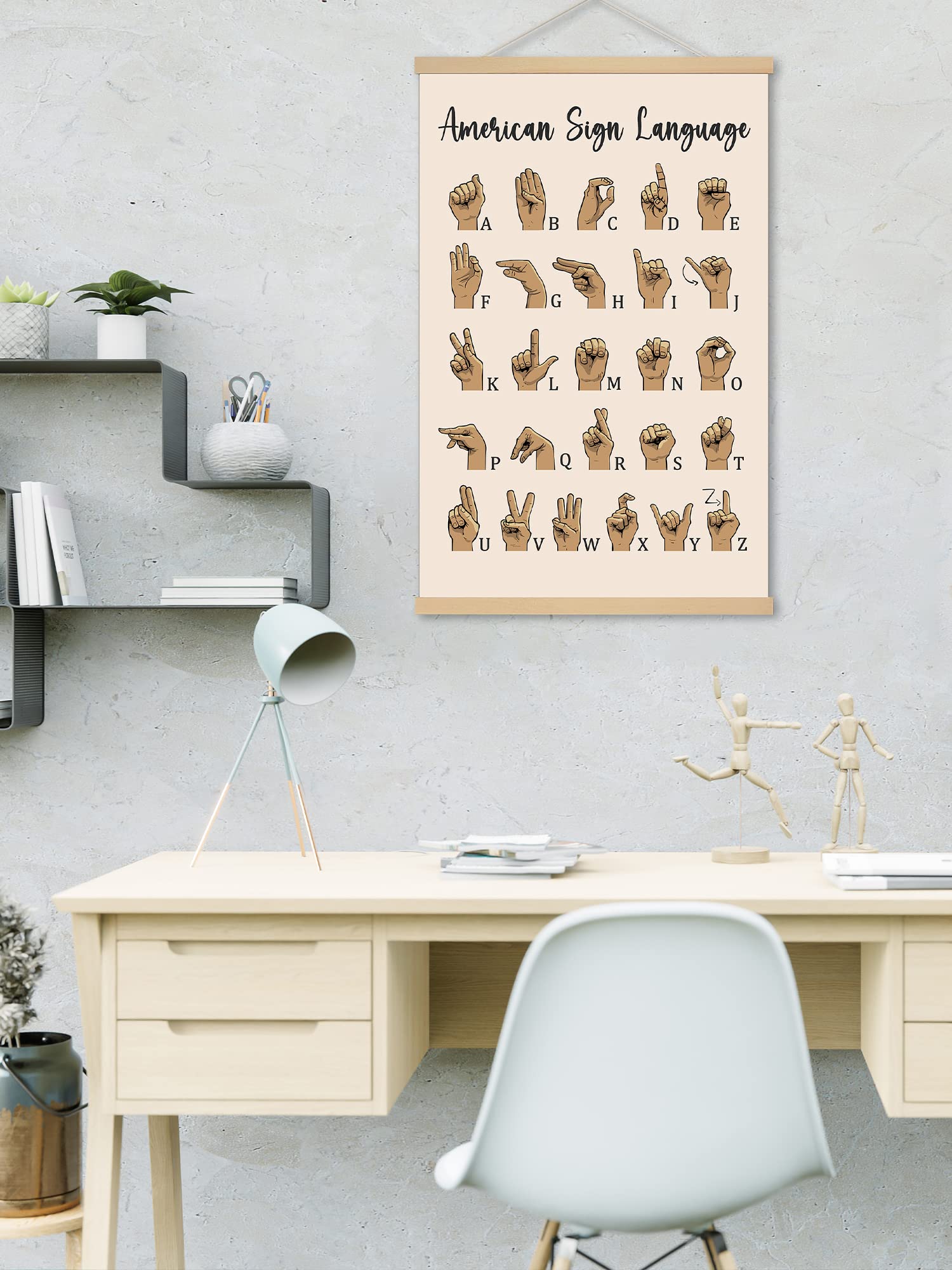 Temu1pc Canvas Poster Asl American Sign Language Alphabet Poster