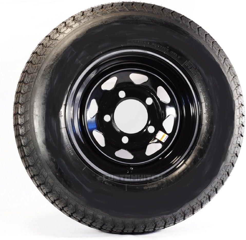 eCustomrim 2-Pack Radial Trailer Tire and Rim ST205/75R14 14 Inch Load C 5 Lug On 4.5 Center Black Spoke Wheel - 6 Year Warranty w/Roadside