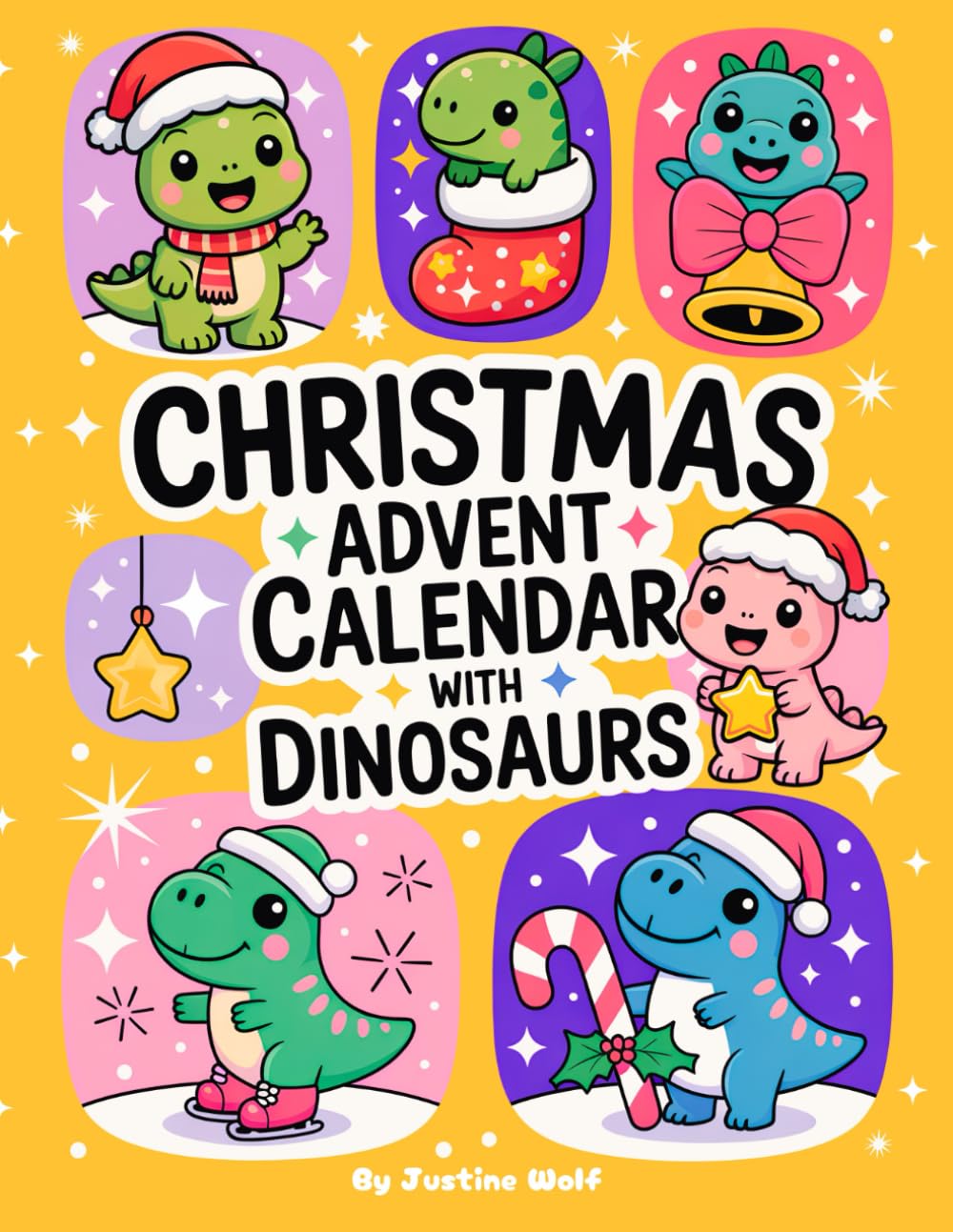 Christmas Advent Calendar with Dinosaurs: Coloring Book with 25 Simple & Festive Illustrations + Bonus Pages! Daily Holiday Countdown Fun for Kids and the Whole Family