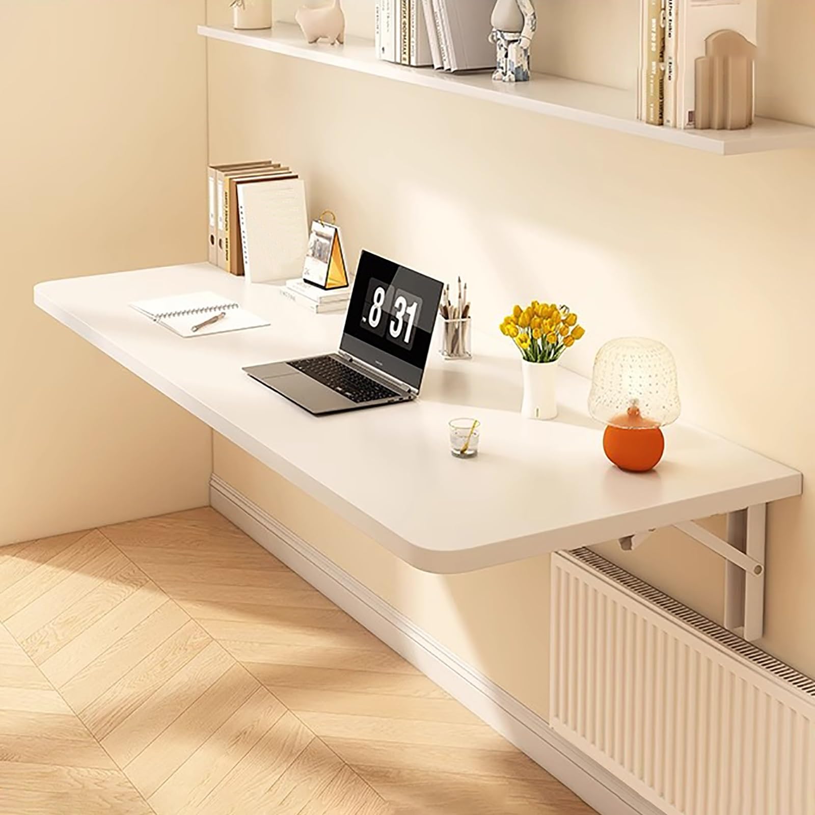 Blanco mesa plegable cocina，Fuerte capacidad de carga, Pequeño espacio escritorio plegable pared，varios tamaños disponibles, ahorra espacio, adecuado para salas de estar, cocinas y dormitorios