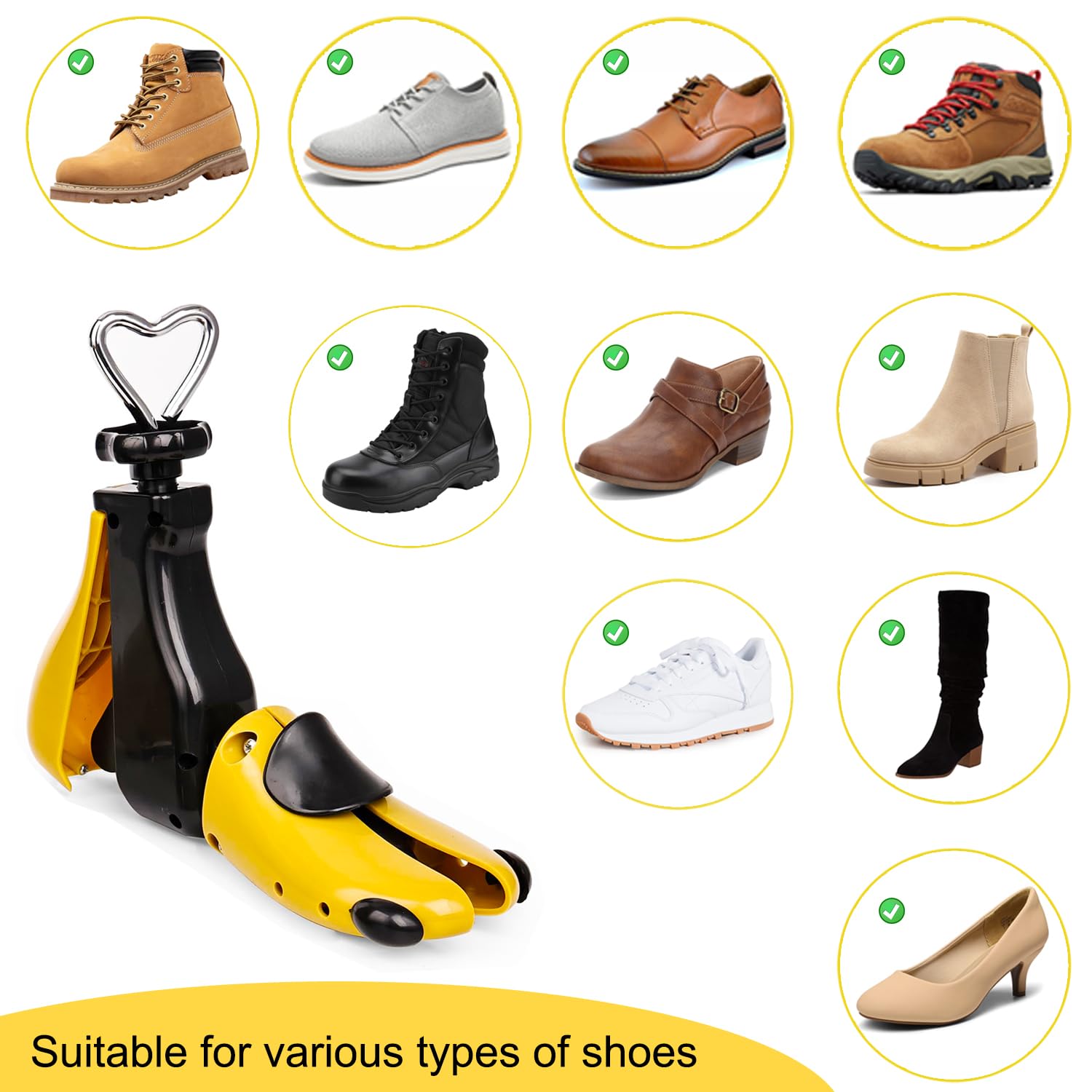 Hormas para Zapatos Ajustables Longitud y Anchura, Ensanchador de Zapatos con Calzador para Hombre y Mujer