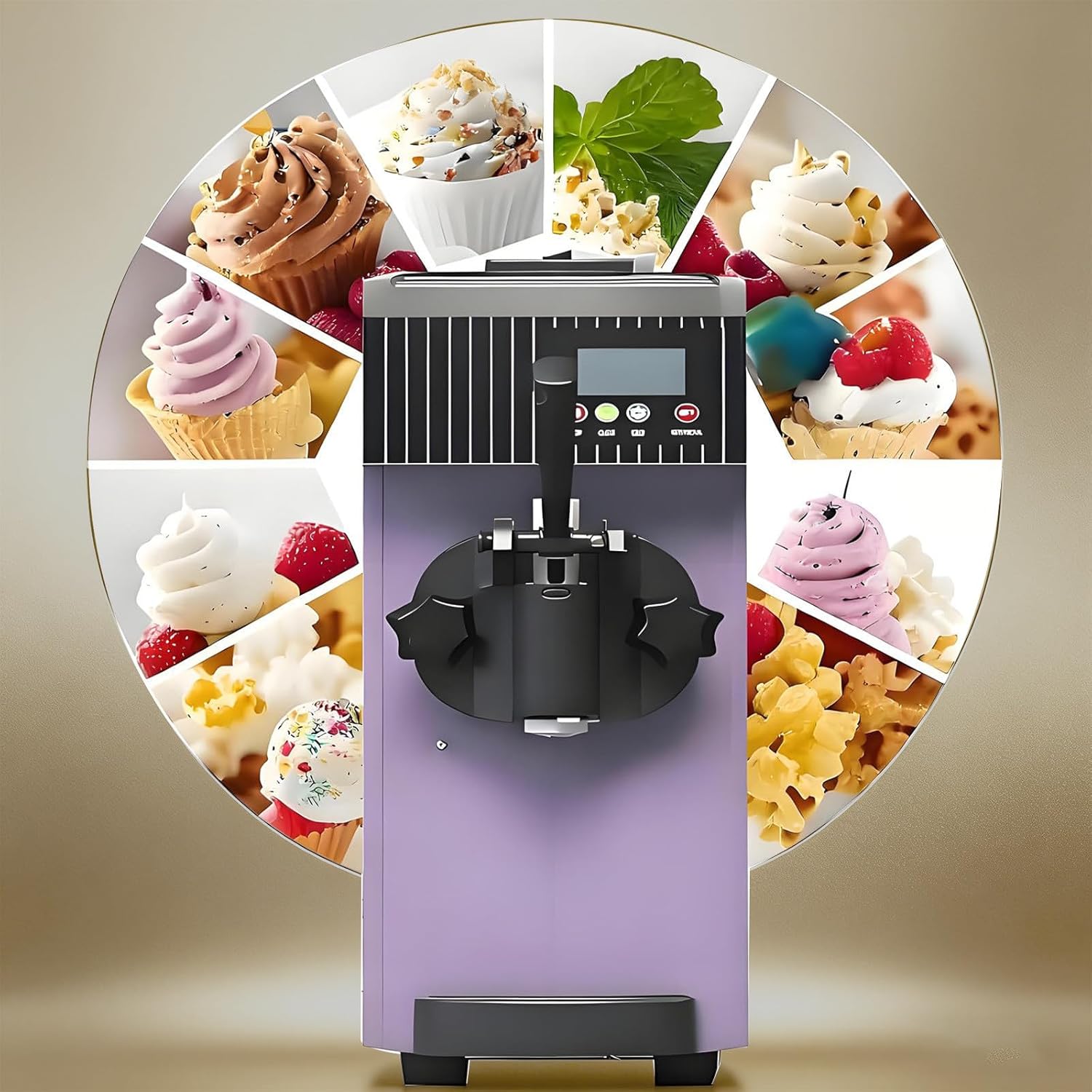 Ice Cream Machine for Home Soft Ice Cream Machine Commercial Ice Cream Making Machine Summer Snack Shop Cafe Desktop Ice Cream Maker Fruit Ice Cream Machine White