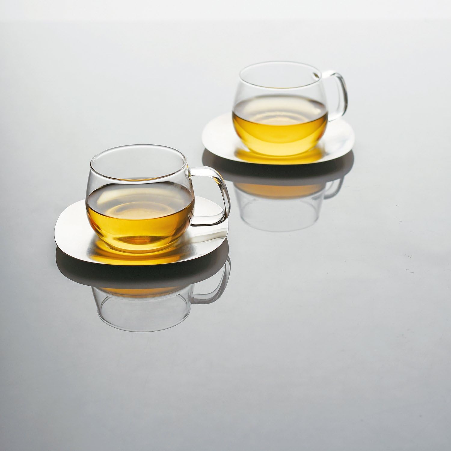 KINTO 8338 Cup & Saucer, 11.8 fl oz (350 ml), Stainless Steel, Heat Resistant Glass, Gift