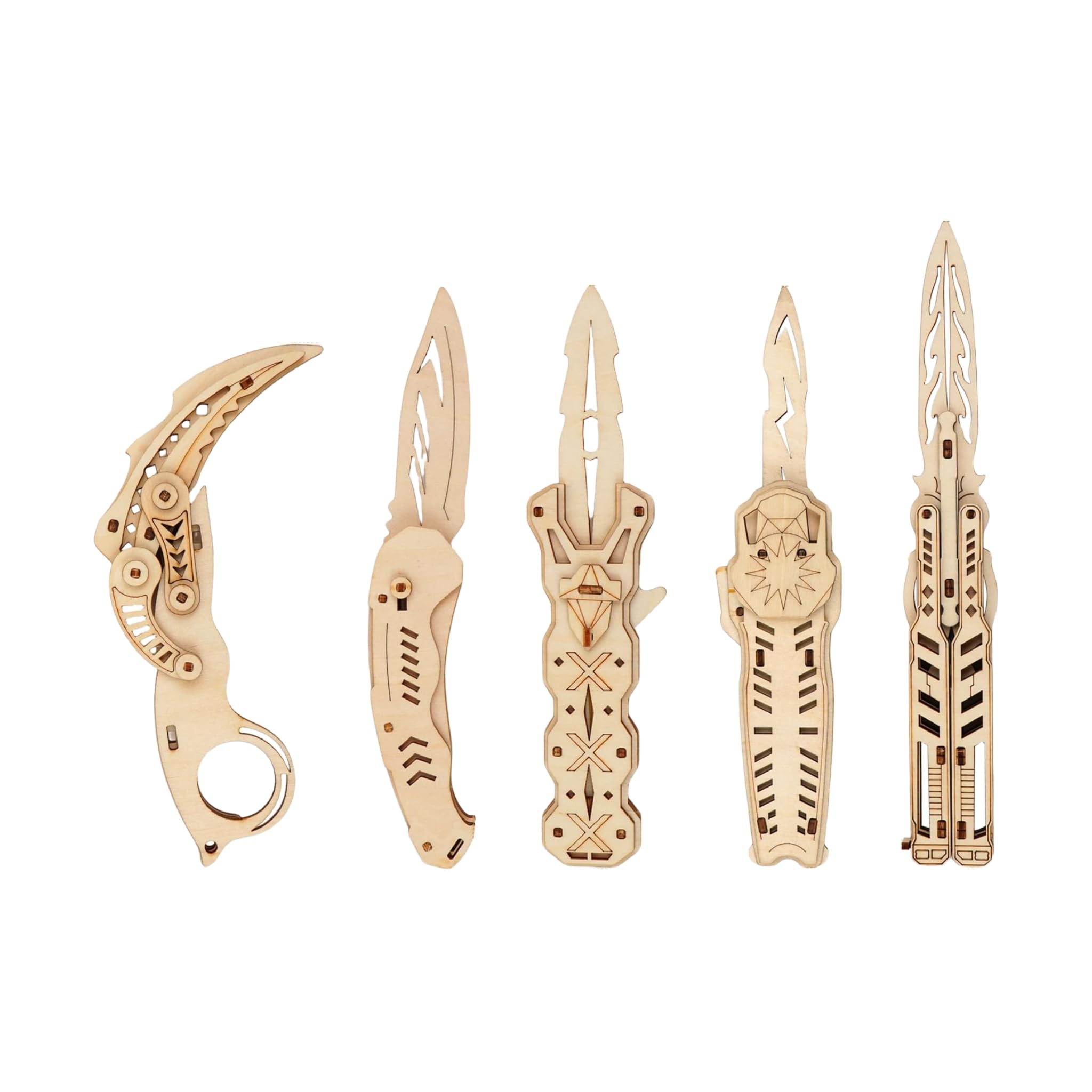 Will Like 3D wooden toys, wooden products and crafts, DIY projects and laser-etched 3D toys are perfect for anyone who loves military and weapons (5 wooden knives)