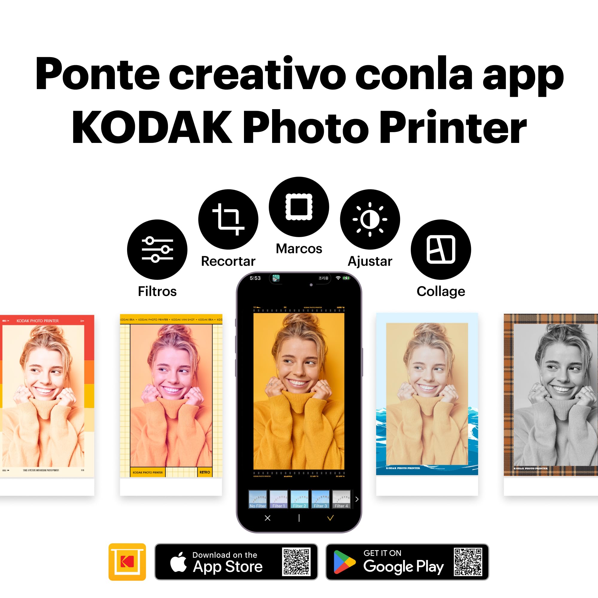 KODAK Mini 2 Retro Impresora Fotográfica 4Pass 54X86mm Bluetooth Blanco