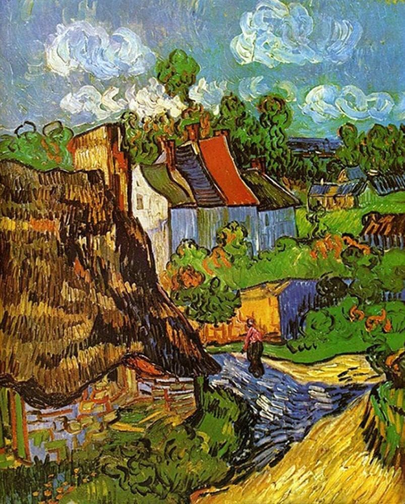 DIY Paint by Numbers for Adults Beginner 16x20 inches Number Painting Home Decoration Crafts (Van Gogh Oise House, No Frame)