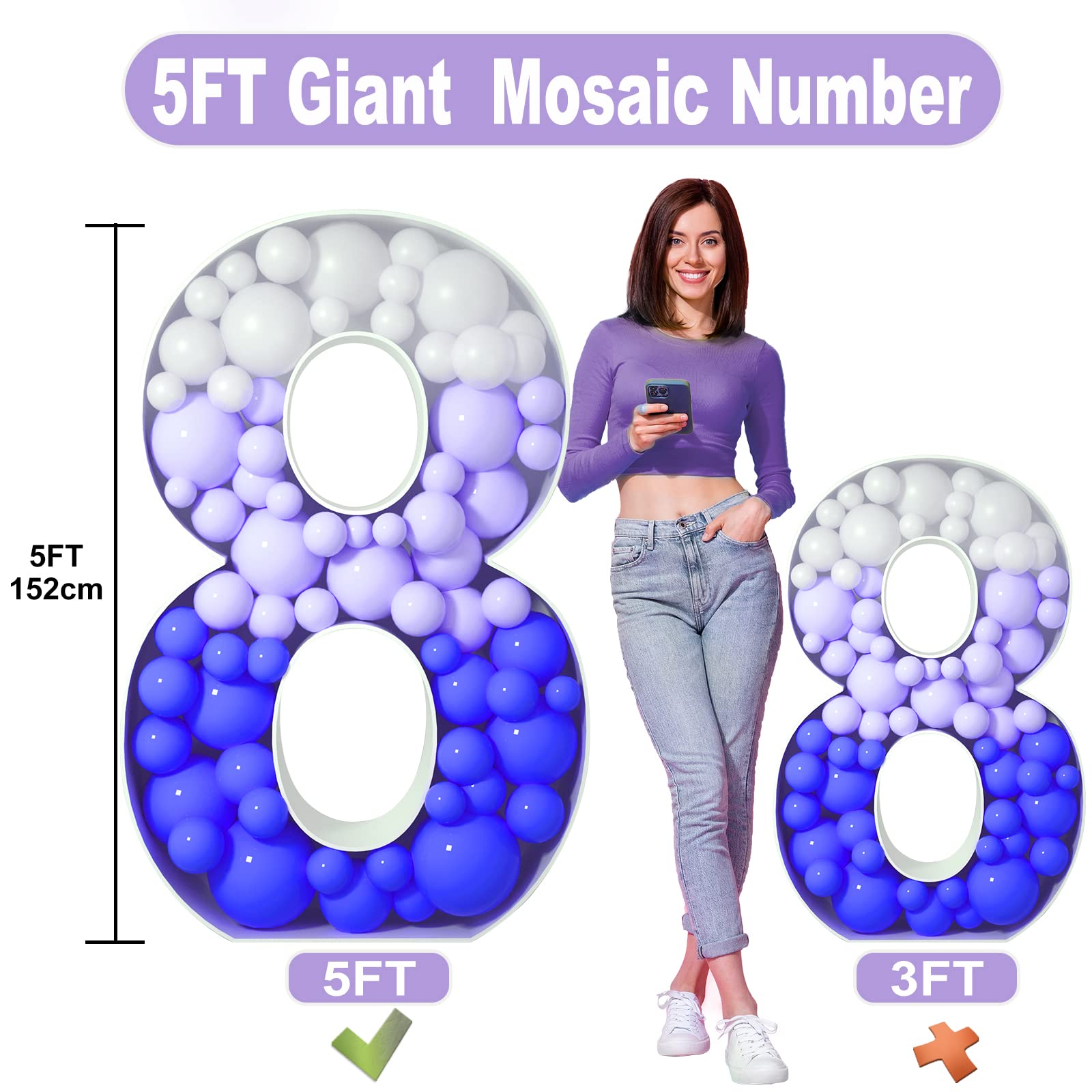 Snapklik.com : 5FT Mosaic Number For Balloons, Giant Mosaic Balloon ...
