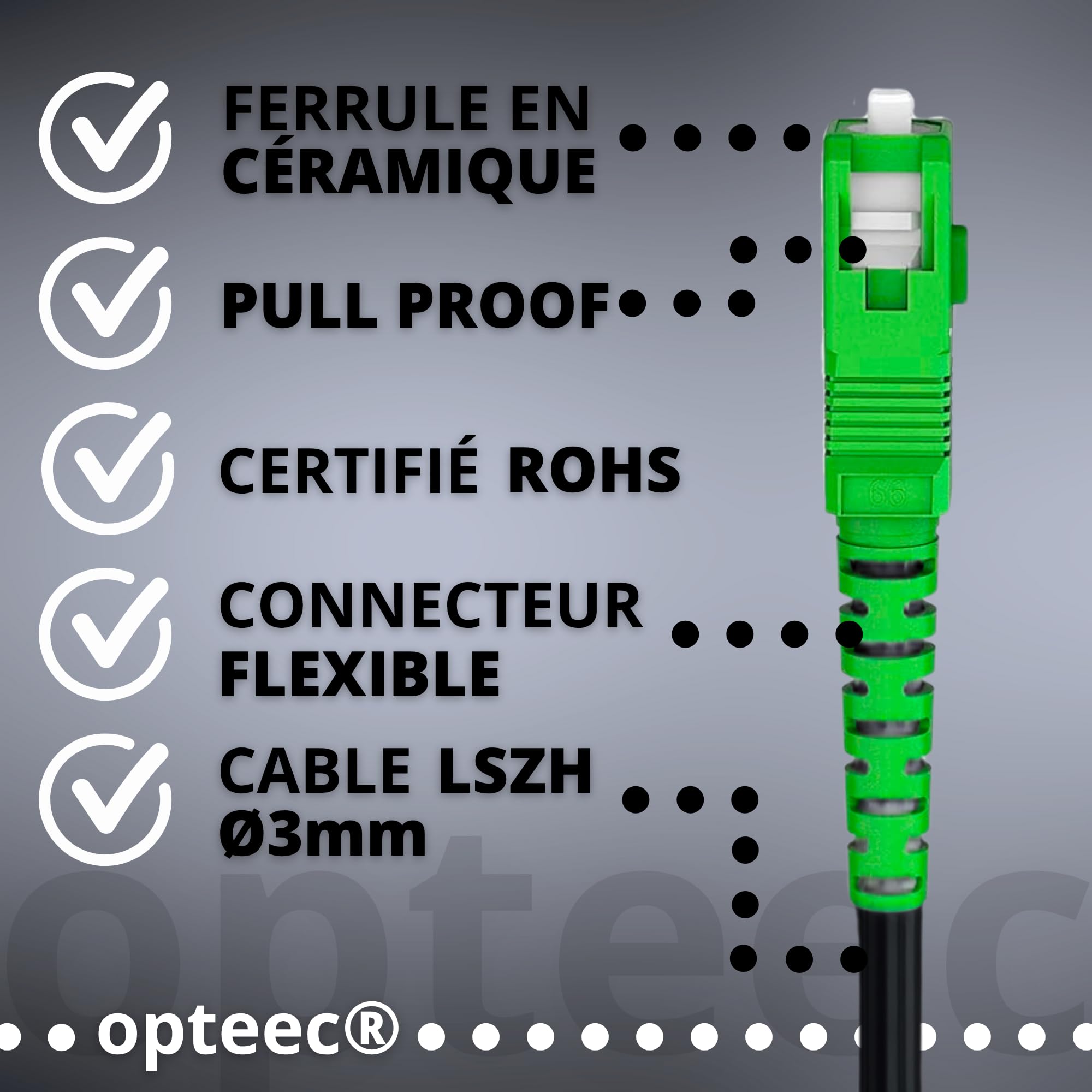Câble Fibre Optique en Acier Blindé - 15M - ORANGE/SFR/BOUYGUES/SOSH/RED by SFR - Rallonge/Jarretière - SC/APC à SC/APC Renforcé - Simplex Monomode - Garantie 10 Ans (Armored, Noir, 15M)
