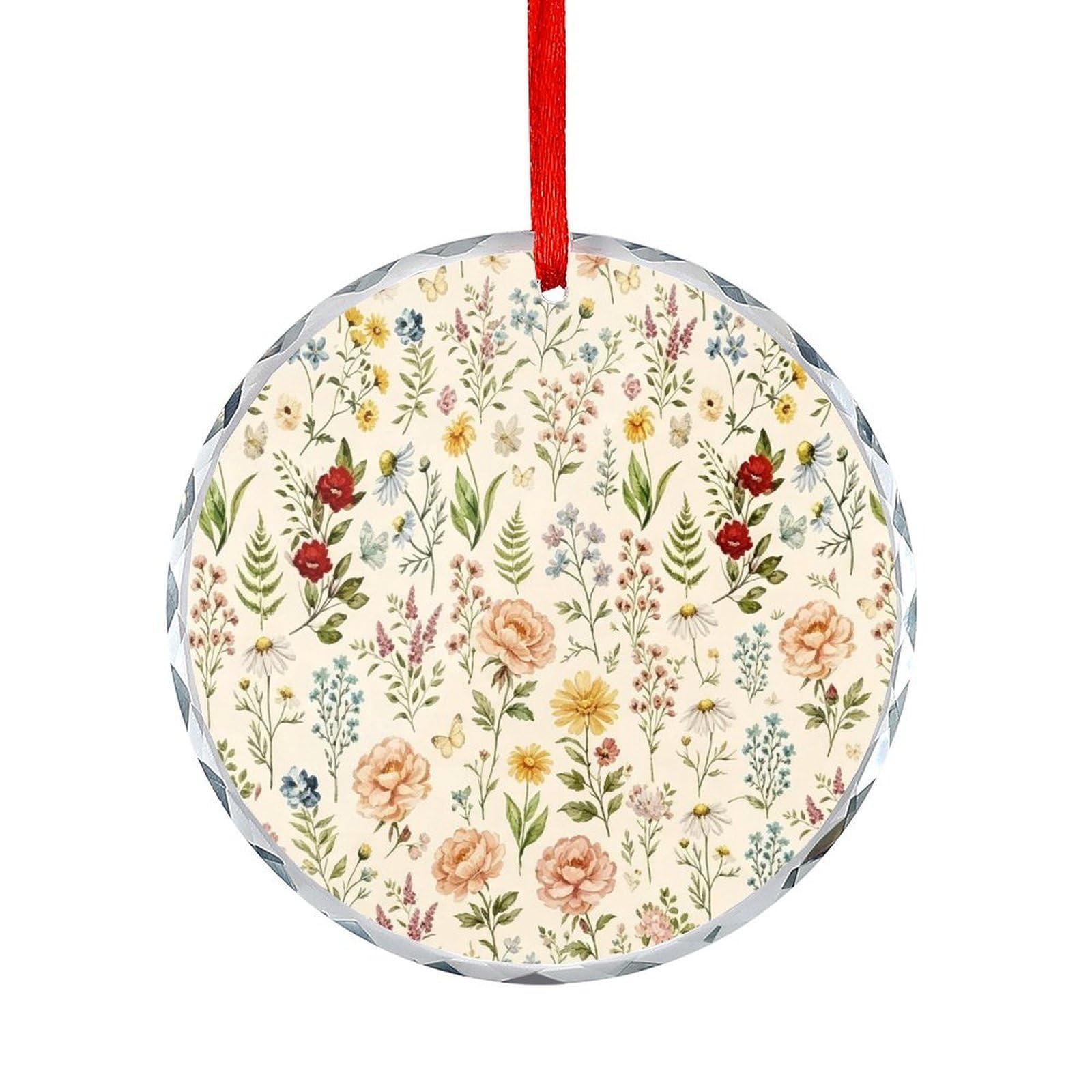 Btcowzrv Style Wildflower Round Ornament Hanging Pendant Decor