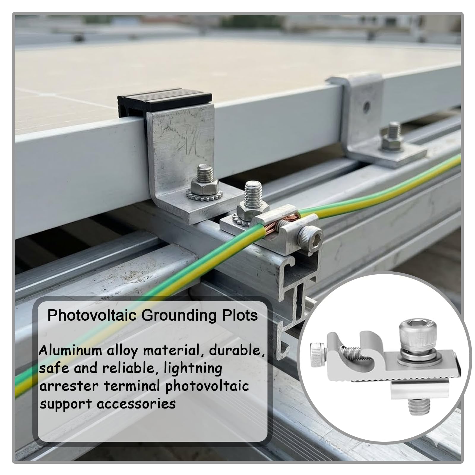 15 Stück Solarpanel Erdungsclips - Aluminium PV-Modul Erdungsklemme Set, Universelle Photovoltaik Erdungsösen für Schienensystem & Solarmodul Montage, Unterkonstruktion Zubehör