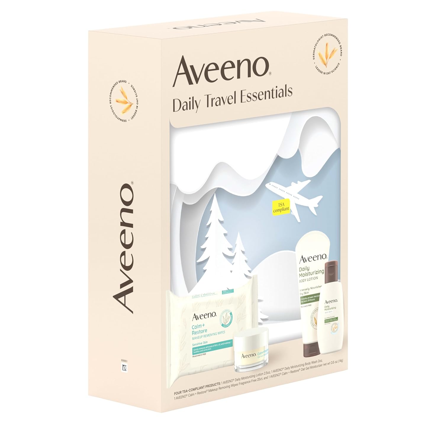 Aveeno Daily Travel Essentials Gift Set with Daily Moisturizing Lotion, Daily Moisturizing Body Wash, Calm + Restore Makeup Removing Wipes, & Calm + Restore Oat Gel Moisturizer, 4 items - Image 8