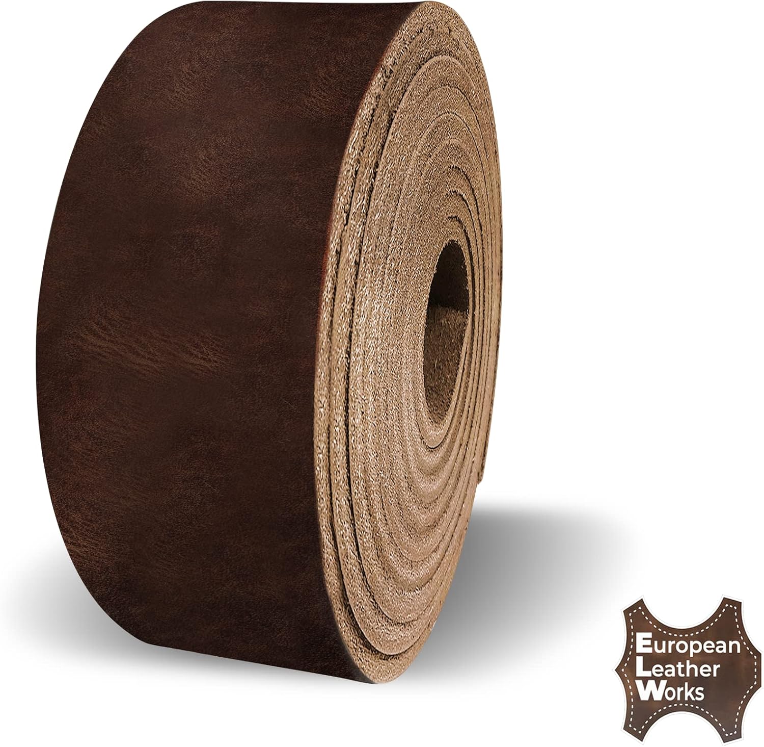 ELW Brown Latigo Leather 9-10oz (3.6-4mm) Straps, Belts, Strips 1-1/2" (3.8cm) Wide X 84" (2.14m) Long Full Grain Leather Cowhide Tooling Leather Heavy Weight