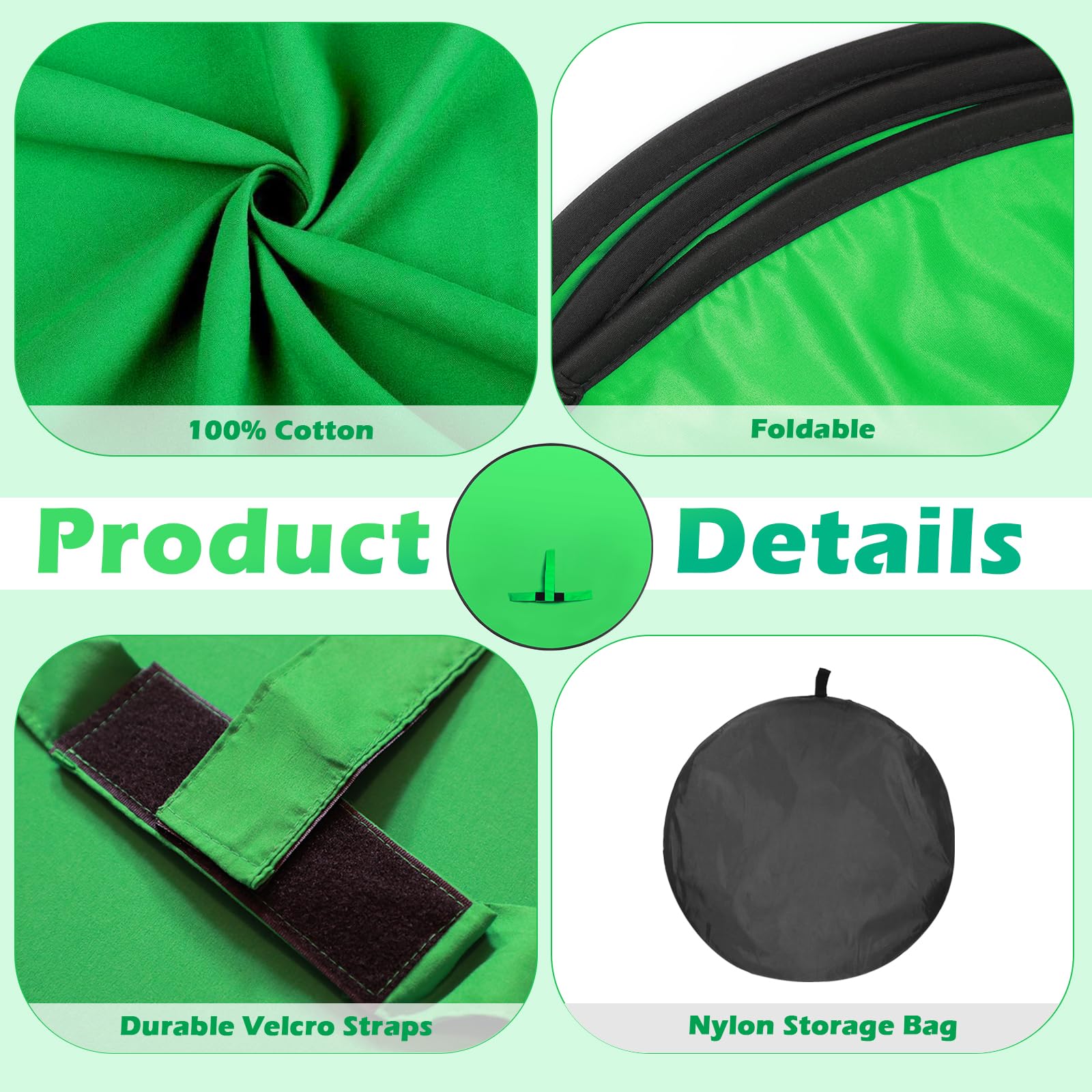 Portable Green Screen Chaises, Fond Pliable57 avec Support, Fond Vert Pliable Double Face, clé Chrome pour la Photographie, Le Streaming, Les Jeux, Les appels vidéo et Les réunions