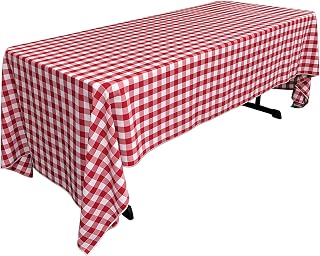 LA Linen Checkered Tablecloth, 60 by 120-Inch, Red