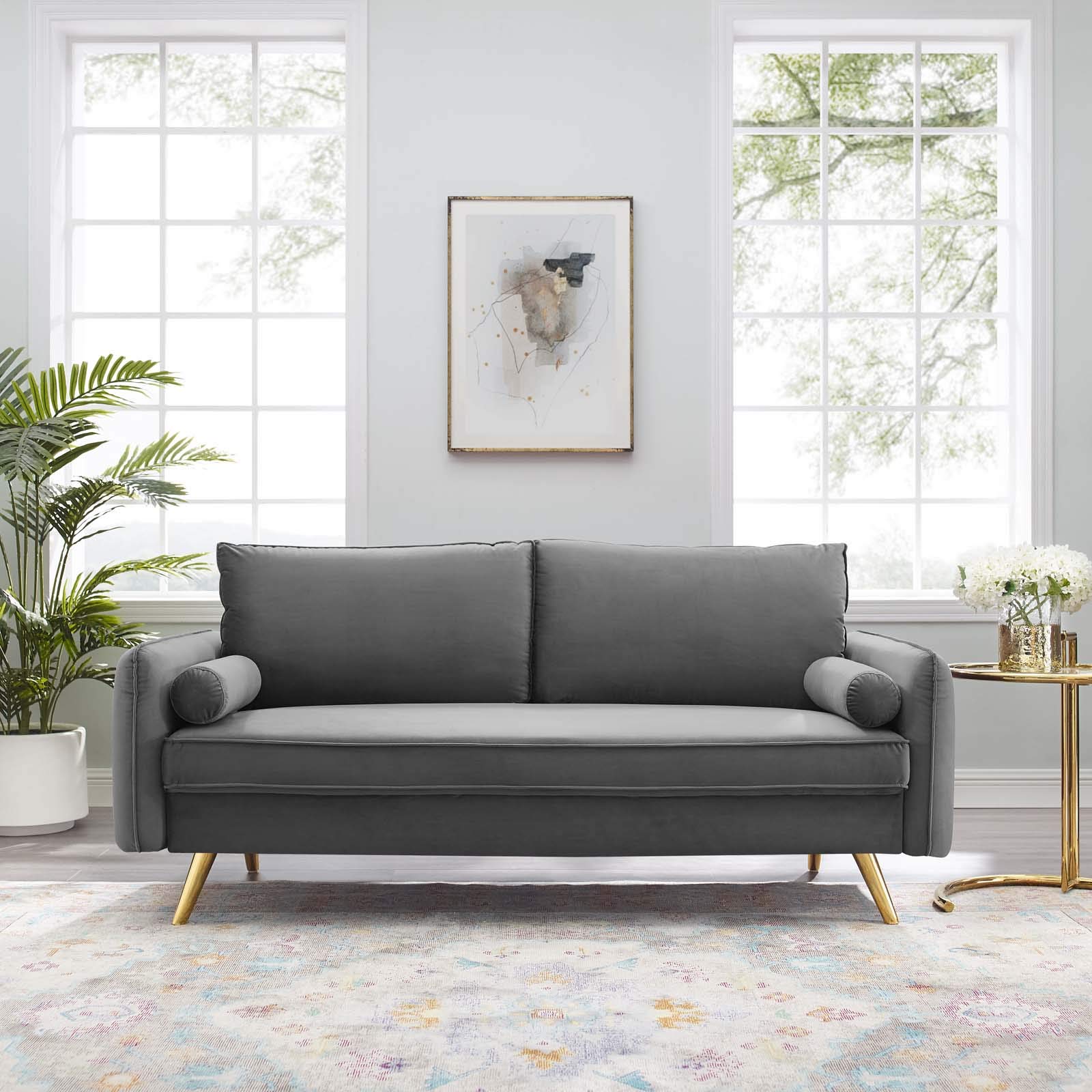 ModwayRevive Performance Velvet Sofa, Gray