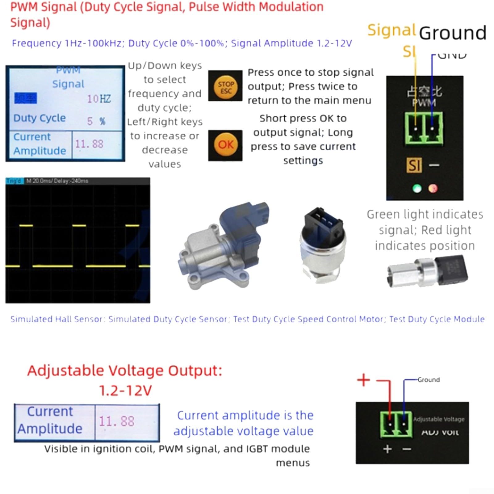 QD300 IGBT - Comprobador de bobinas de encendido, 3 A, válvula de inyección