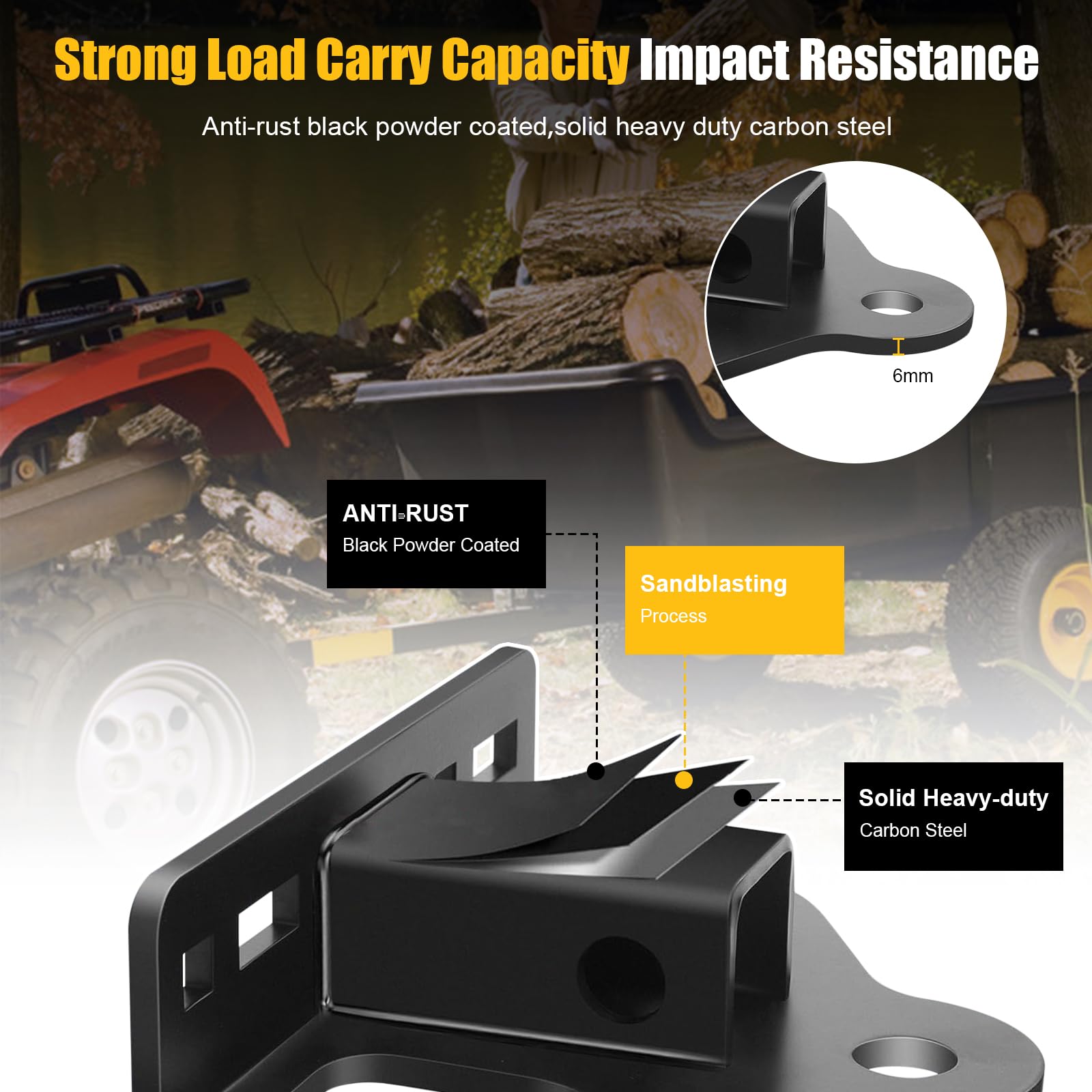 Enganche de remolque para cortacésped de alto rendimiento con 2 pulgadas, 1/4 pulgadas (6 mm) más grueso de acero de alto rendimiento, compatible con cortacéspedes, tractores, anhä