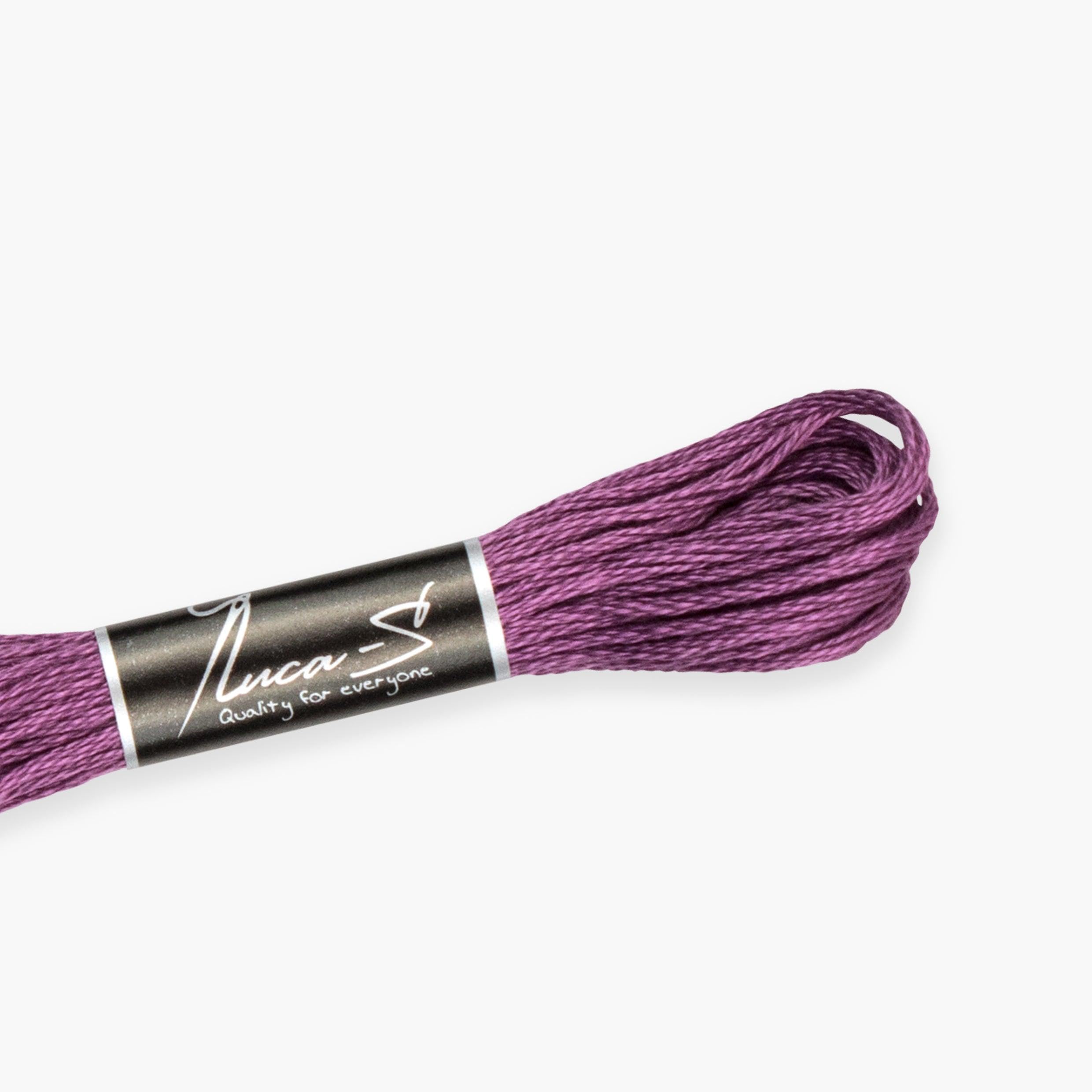 12 Pack of Premium Embroidery Thread Luca-S, 100% Giza Cotton, Oeko TEX Certified Stranded Cotton - 106 / DMC 3835 / Anchor X — image 1