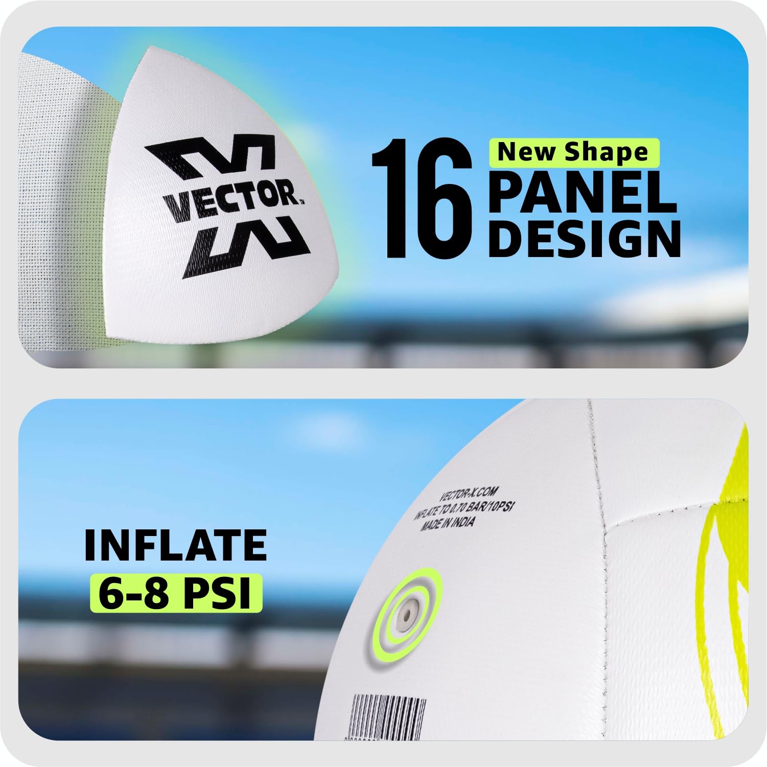 Vector X Thrifty Textured TPU Machine Stitched Football/Suitable for Soft & Wet Ground, Hard Ground with Grass & Artifical Turf, Training Match Ball, Size: 5 (Pack of 1) White-Green 1