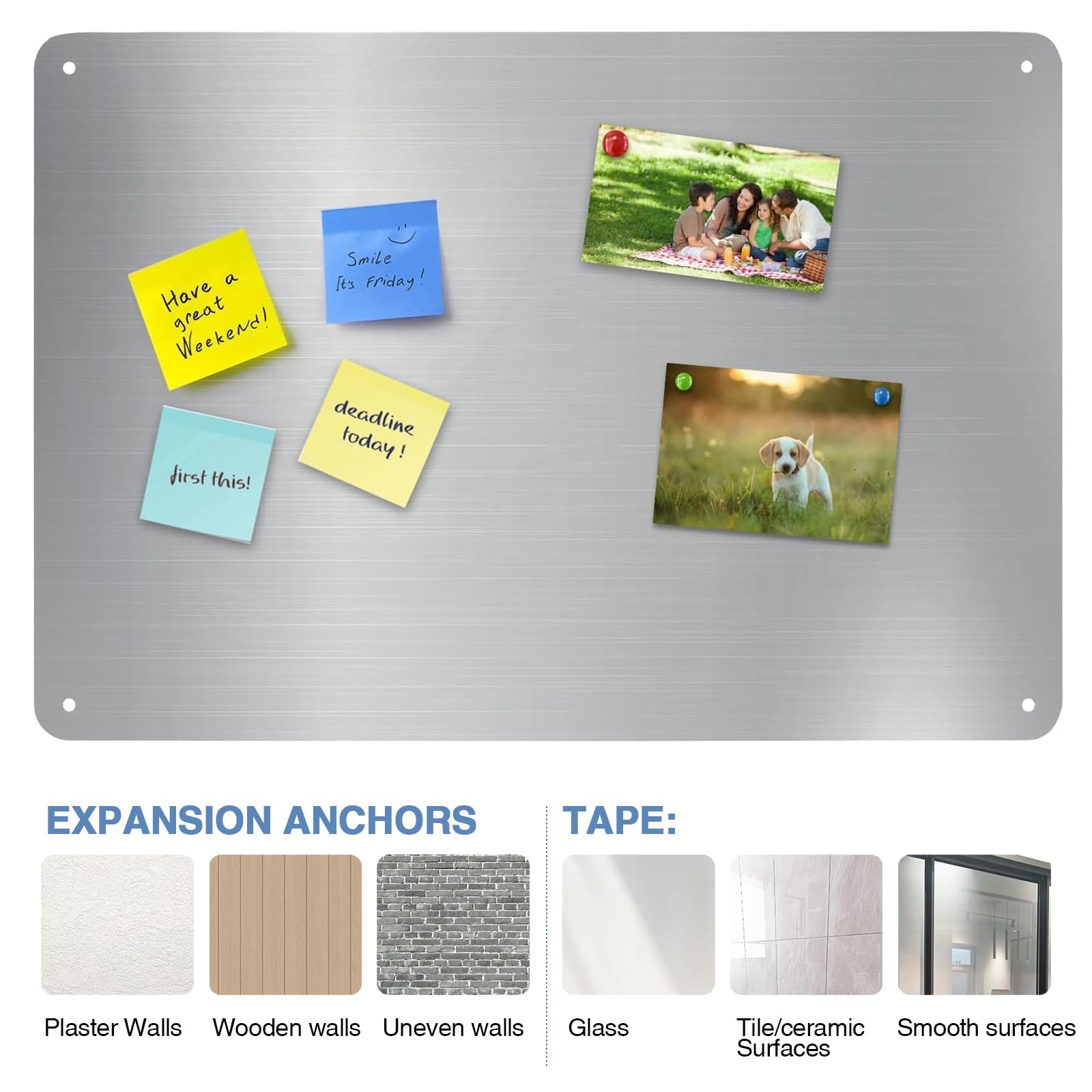 Magnetic Board for Wall 42 x 30 cm, Metal Magnet Wall Board Large A3 Magnets Boards for Fridge Magnets for Kitchen Home Office Kids Bedroom - Image 3