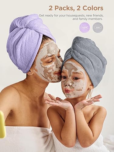 Vista 57 de Hicober Toalla de microfibra para el cabello, turbantes para secar el cabello mojado, toallas antiencrespamiento para cabello rizado para mujeres