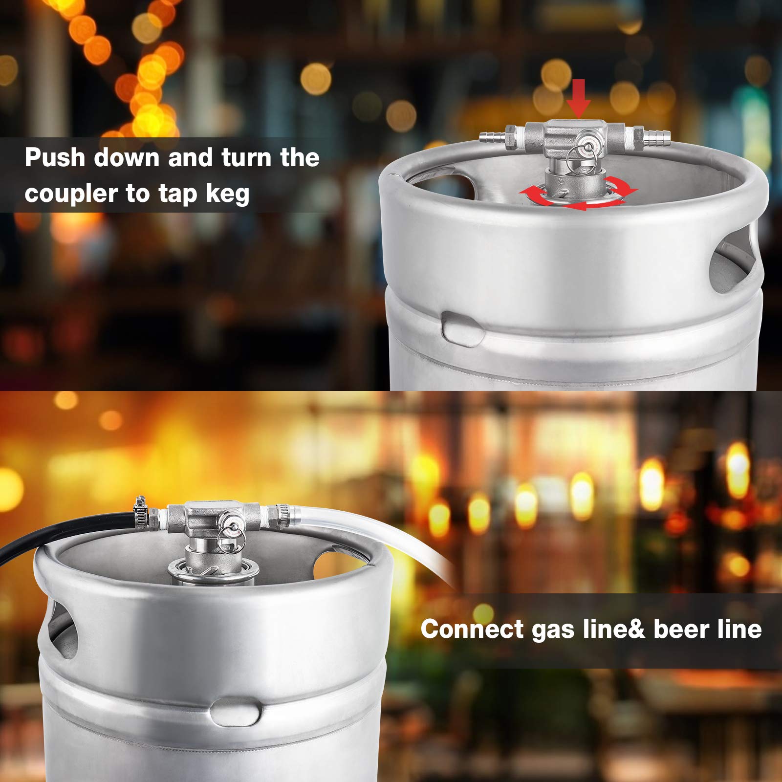 Dbgogo Low Profile Keg Coupler, 304 Stainless Steel D System Coupler