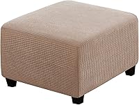 Vista 21 de ADPON Fundas otomanas cuadradas, fundas otomanas, protector de taburete de almacenamiento plegable, parte inferior elástica, tela jacquard de Arena