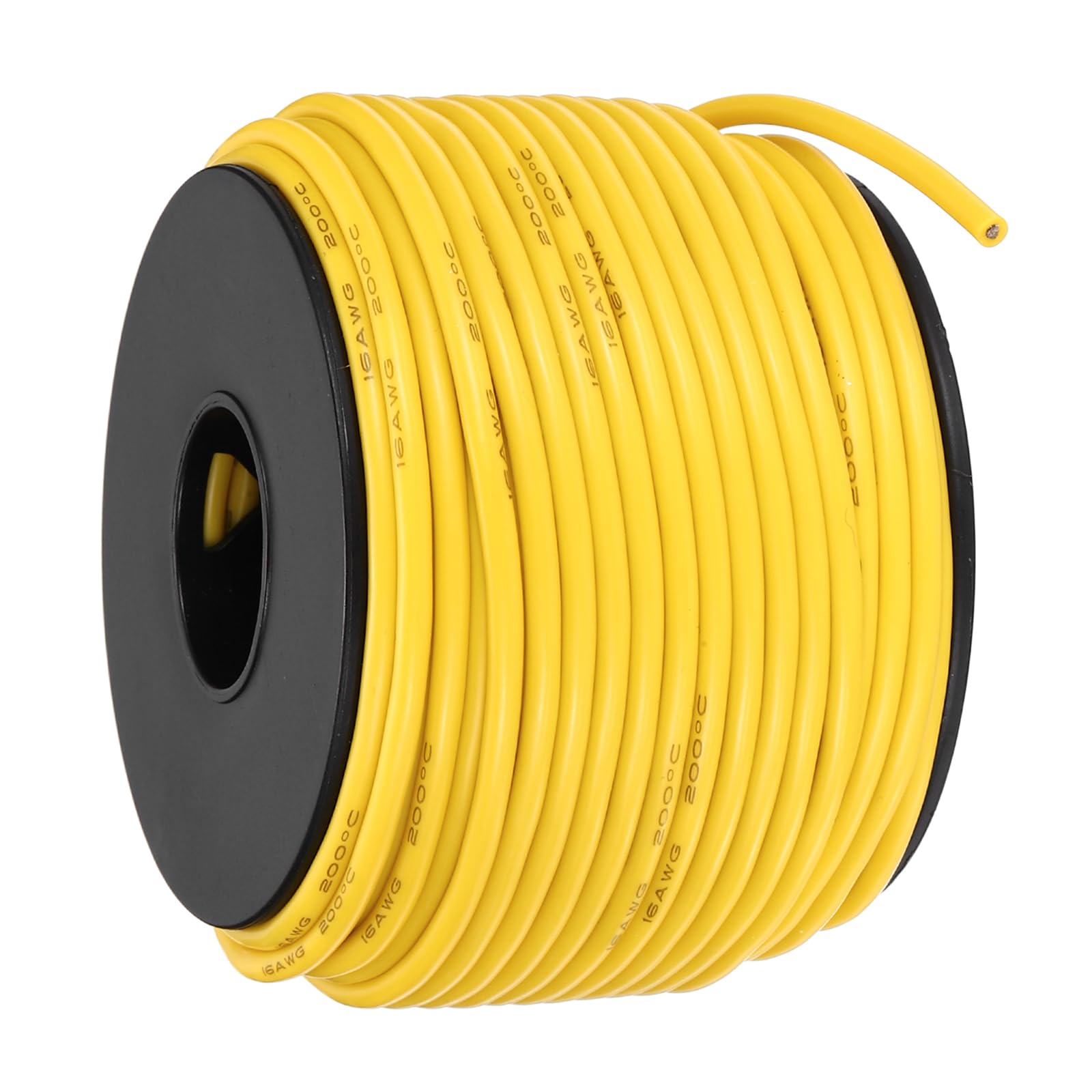 sourcing map 16AWG Flexible Silicone Wire 30.5m/100ft, 16 Gauge Tinned Copper Electrical Stranded Wire 200 Celsius/392 Fahrenheit High Temperature Hookup Spool for DIY Model Wiring, Yellow — image 1
