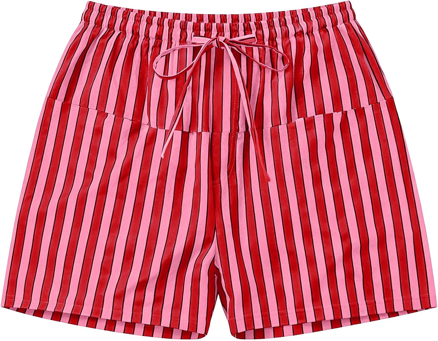 Striped Print Short for Women Bohemian Beach Short Pants Cozy Elastic Waist Casual Shorts with Pocket Summer Clothes