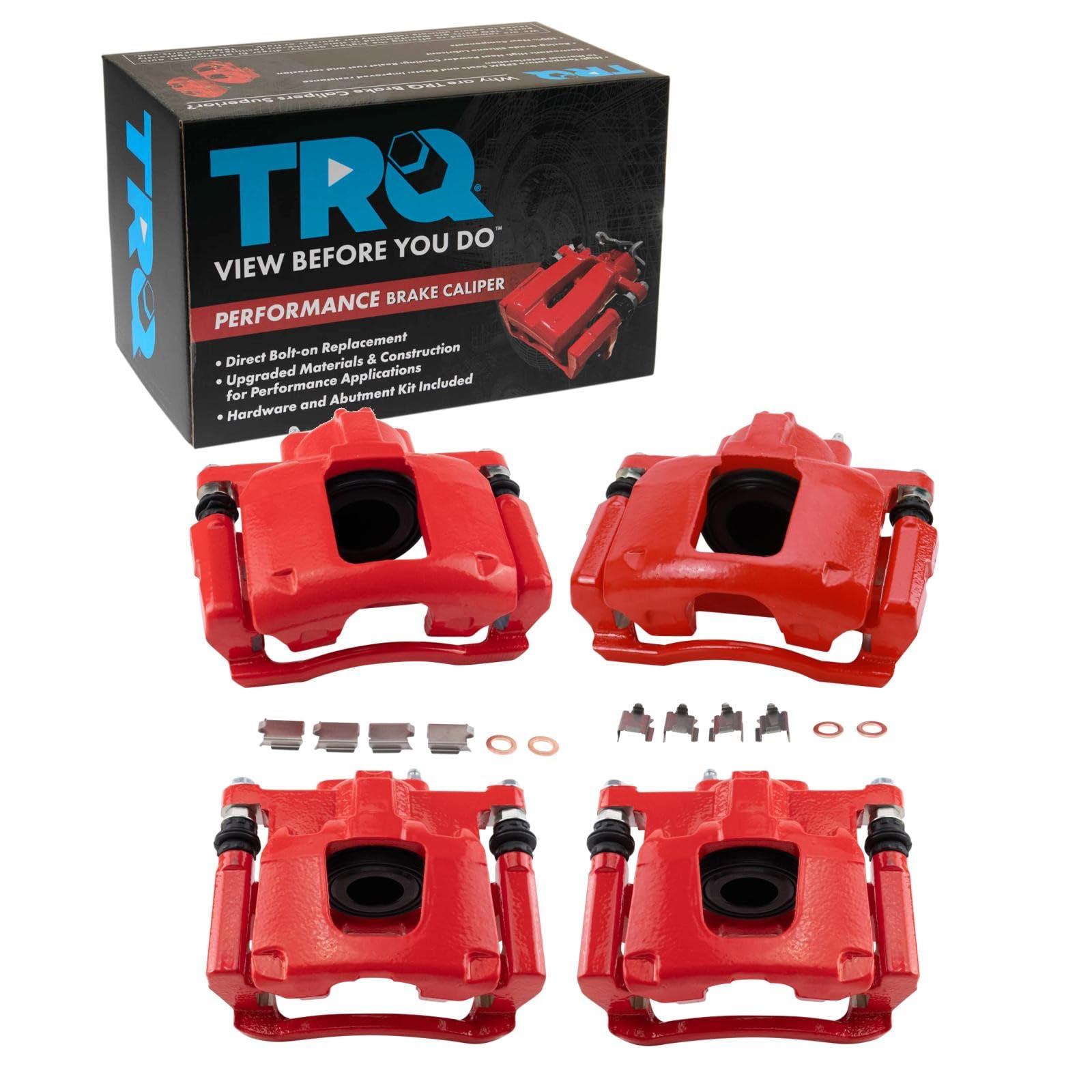 TRQ Brake Caliper Set Performance Compatible with 2007-2011 Dodge Nitro 2008-2012 Jeep Liberty 2007-2017 Wrangler 2018 Wrangler JK